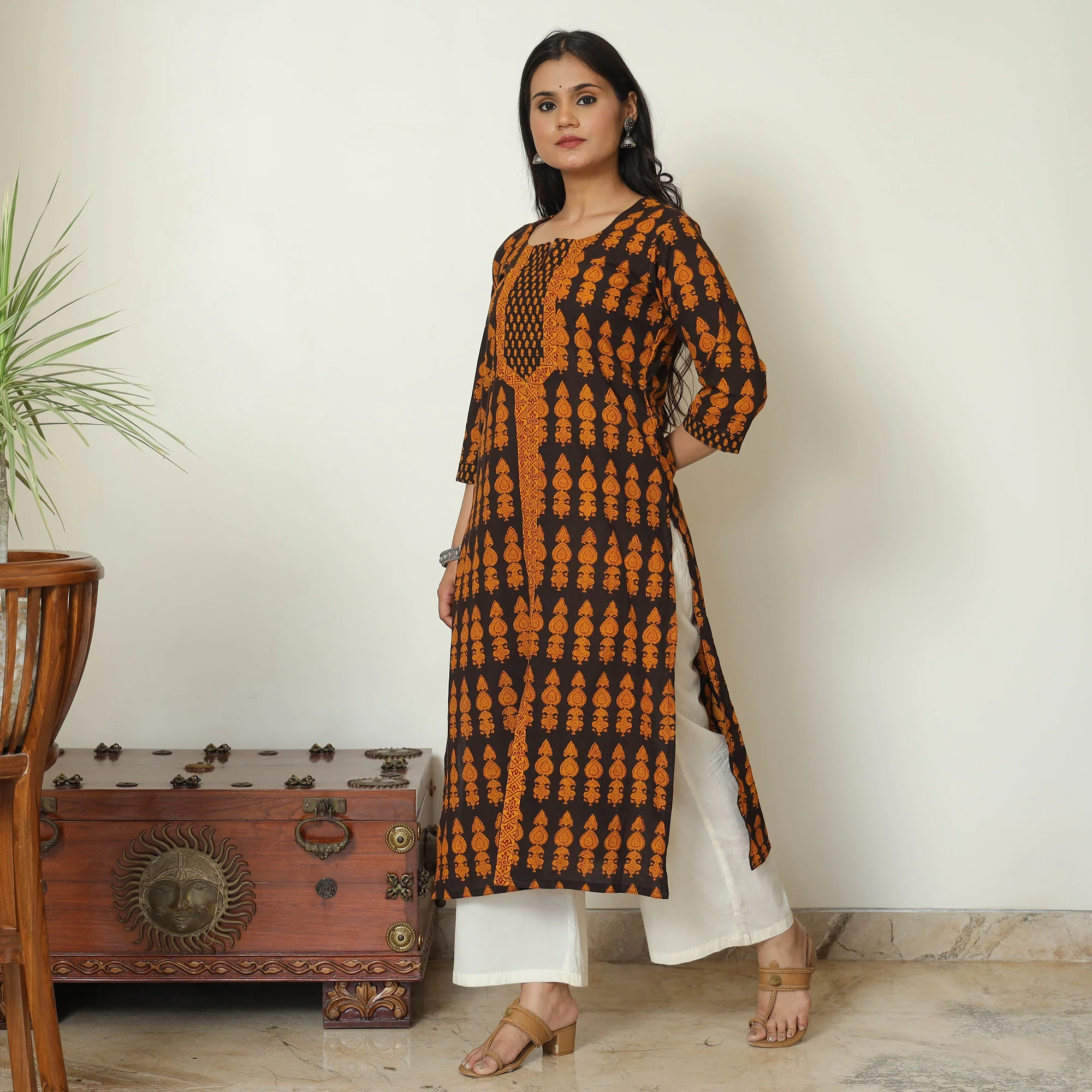 Black - Block Print Cotton Straight Bagh Kurta 16 - Image 2