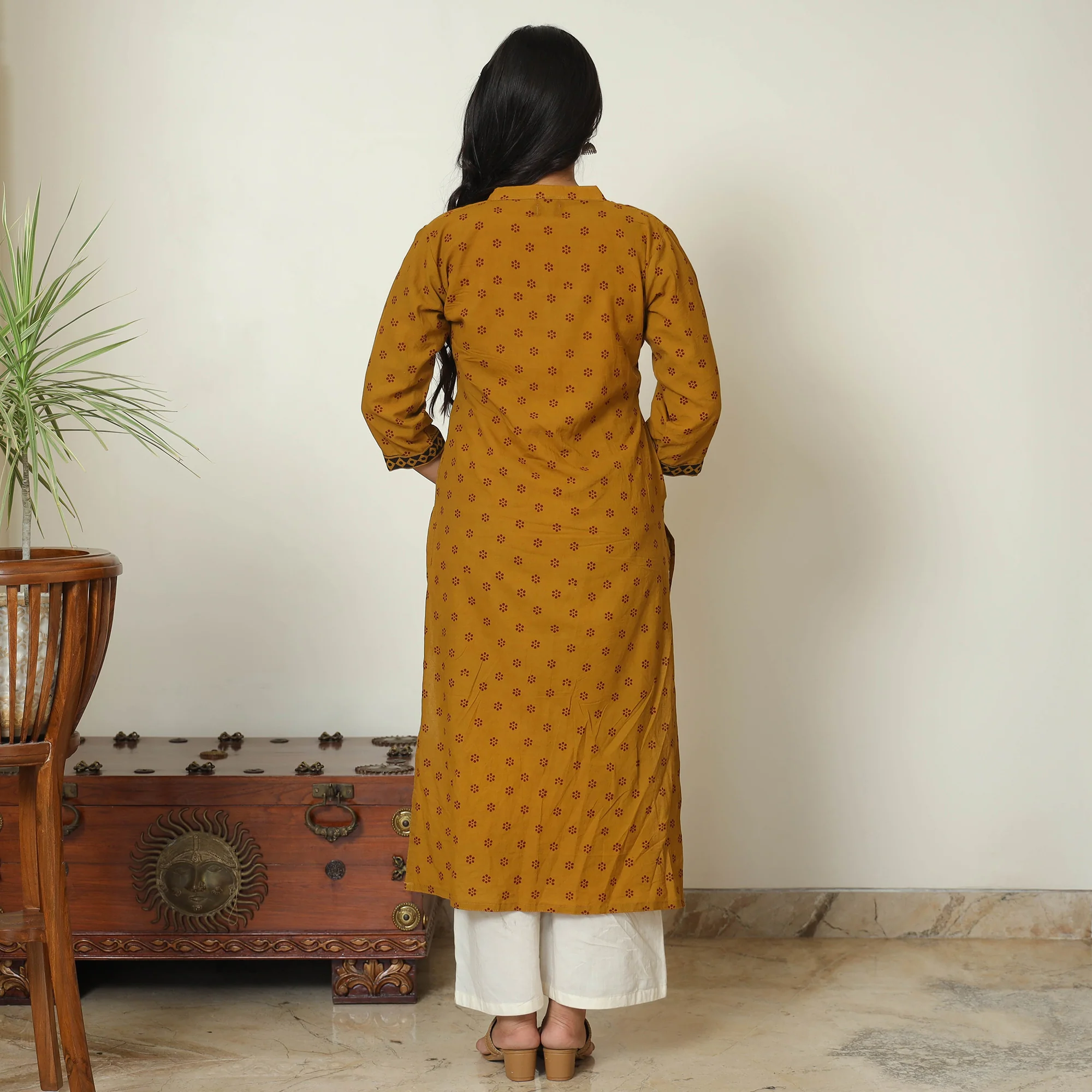 Brown - Bagh Hand Block Printed Cotton Straight Kurta 20 - Image 6