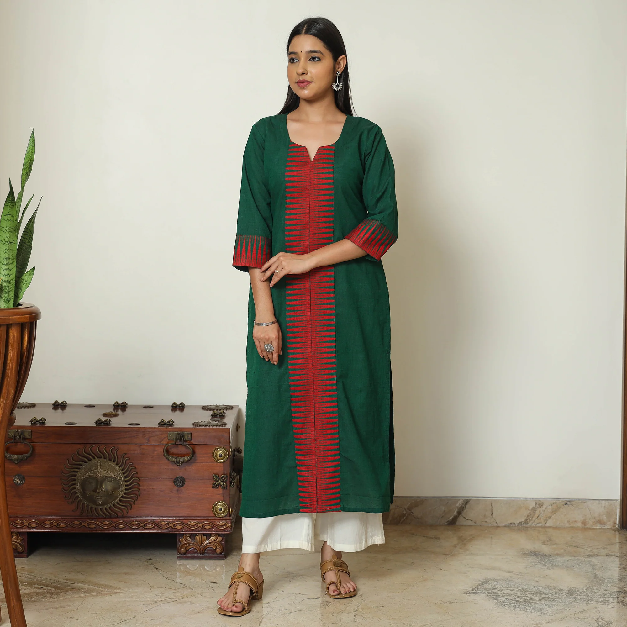 Green - Dharwad Cotton Straight Kurta 01 - Image 2