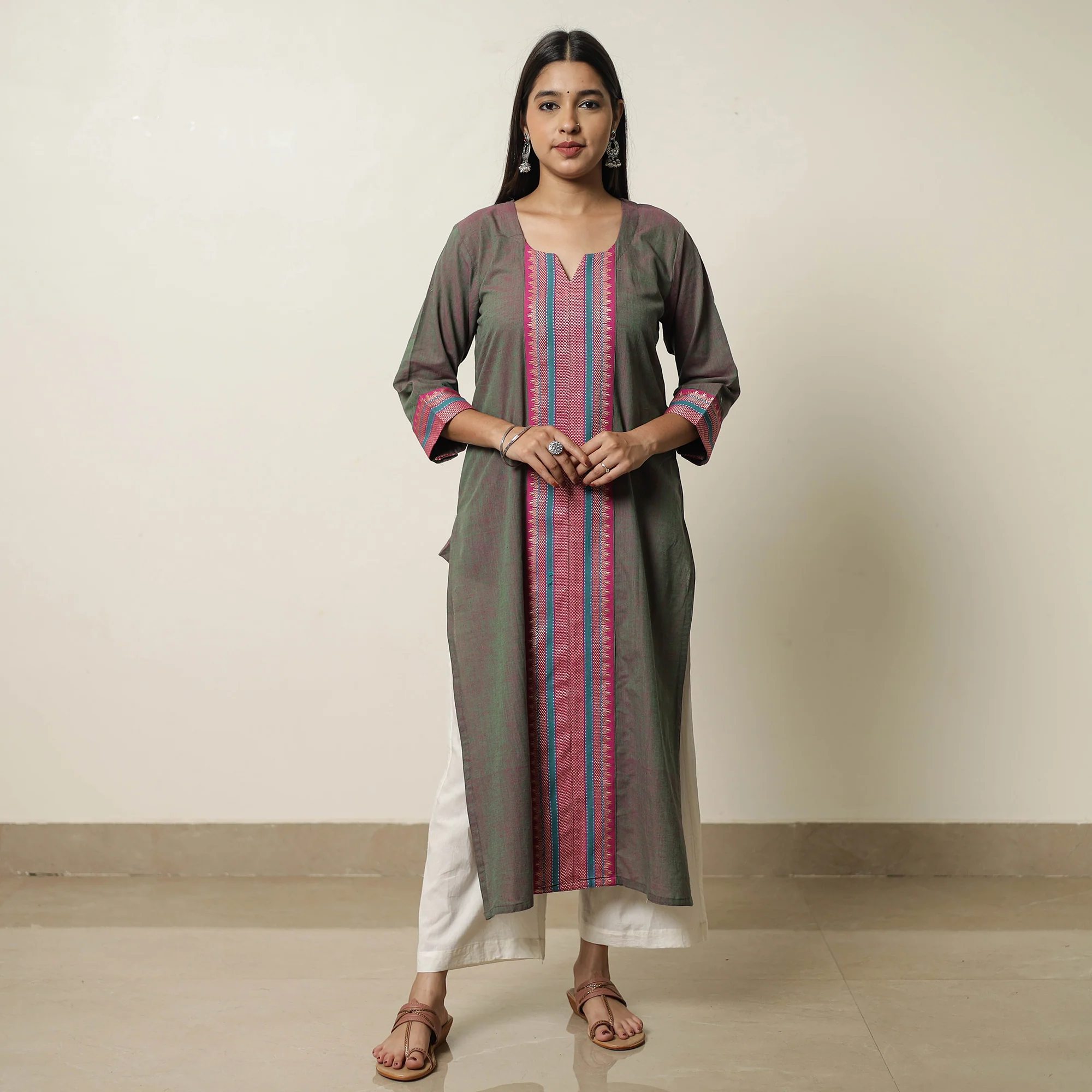 Grey - Dharwad Cotton Straight Kurta 15