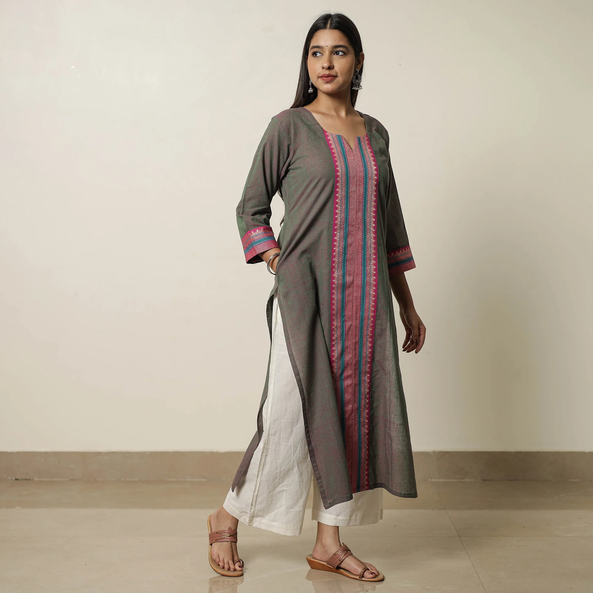 Grey - Dharwad Cotton Straight Kurta 15 - Image 2
