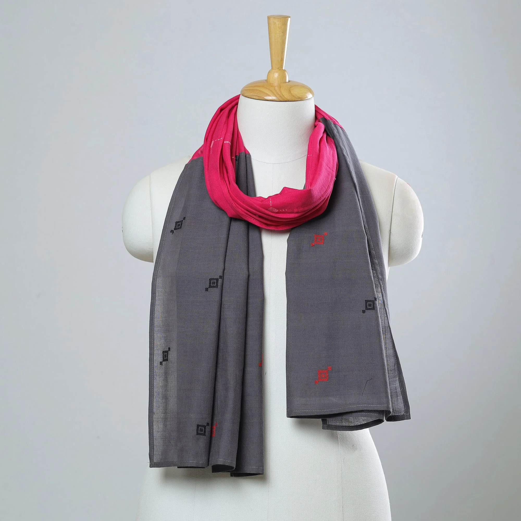 Multicolor - Jamdani Patchwork Cotton Stole 37
