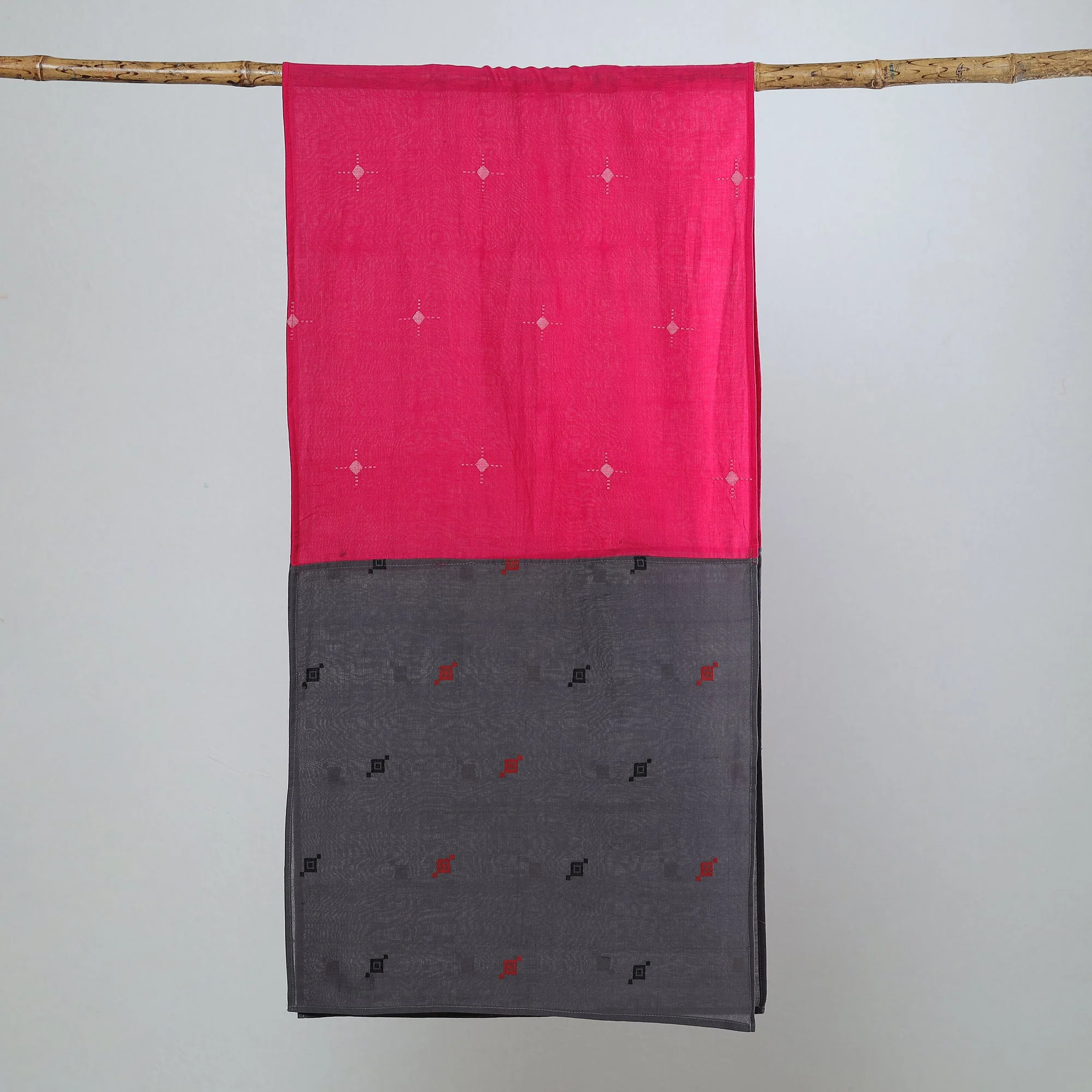 Multicolor - Jamdani Patchwork Cotton Stole 37 - Image 2