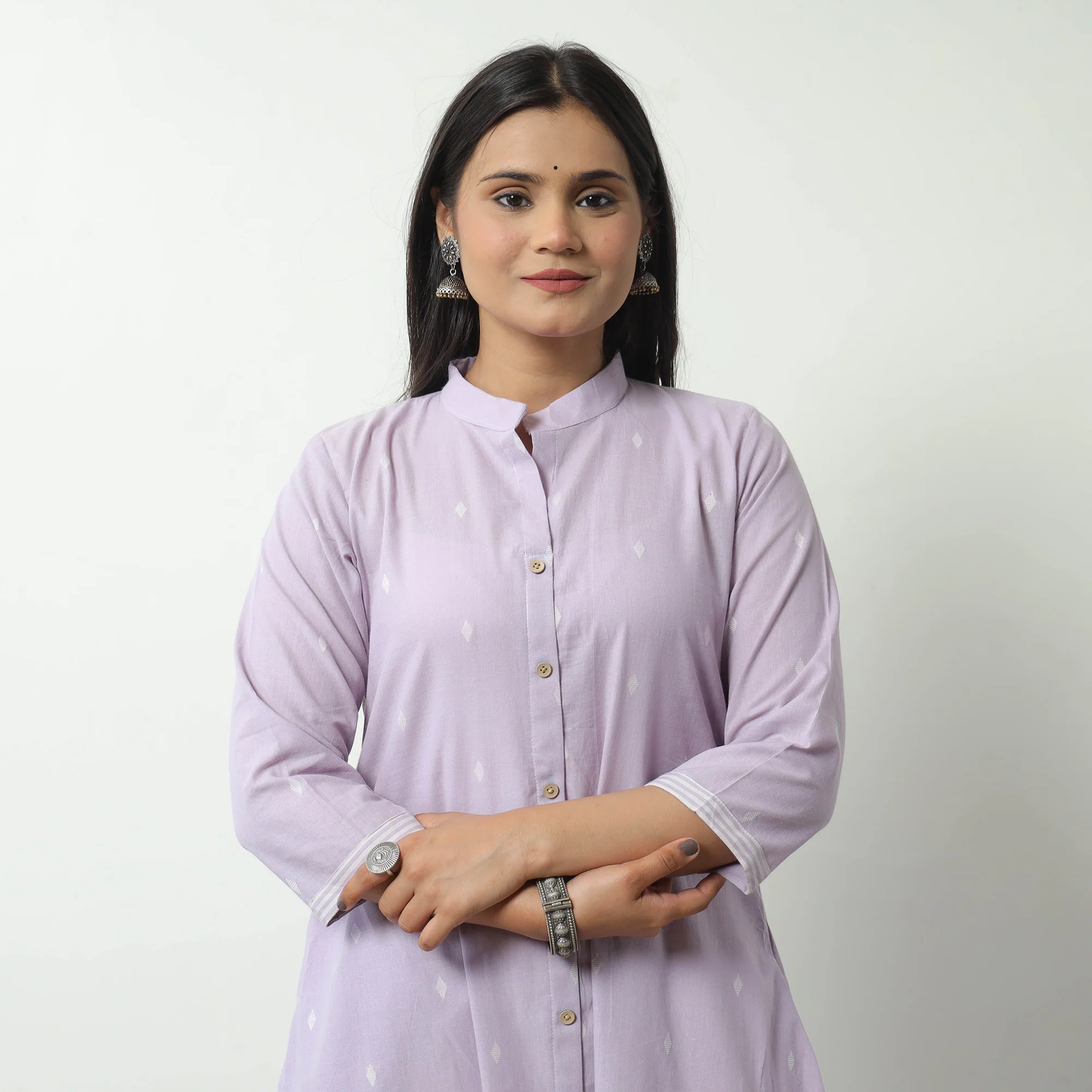 Purple - Jacquard Cotton A-Line Kurta 11 - Image 4