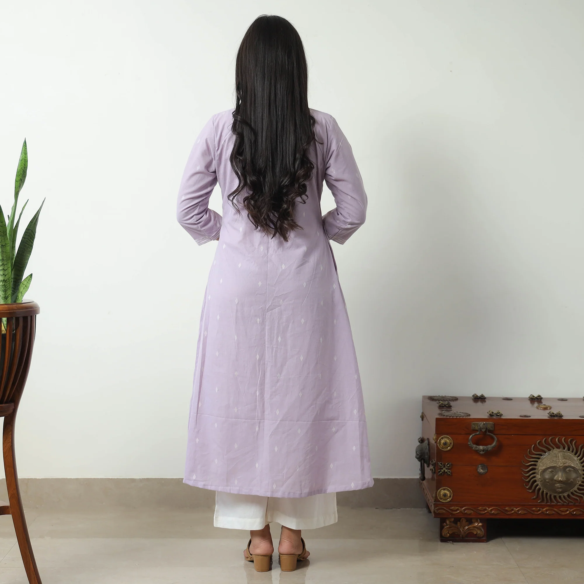Purple - Jacquard Cotton A-Line Kurta 11 - Image 7