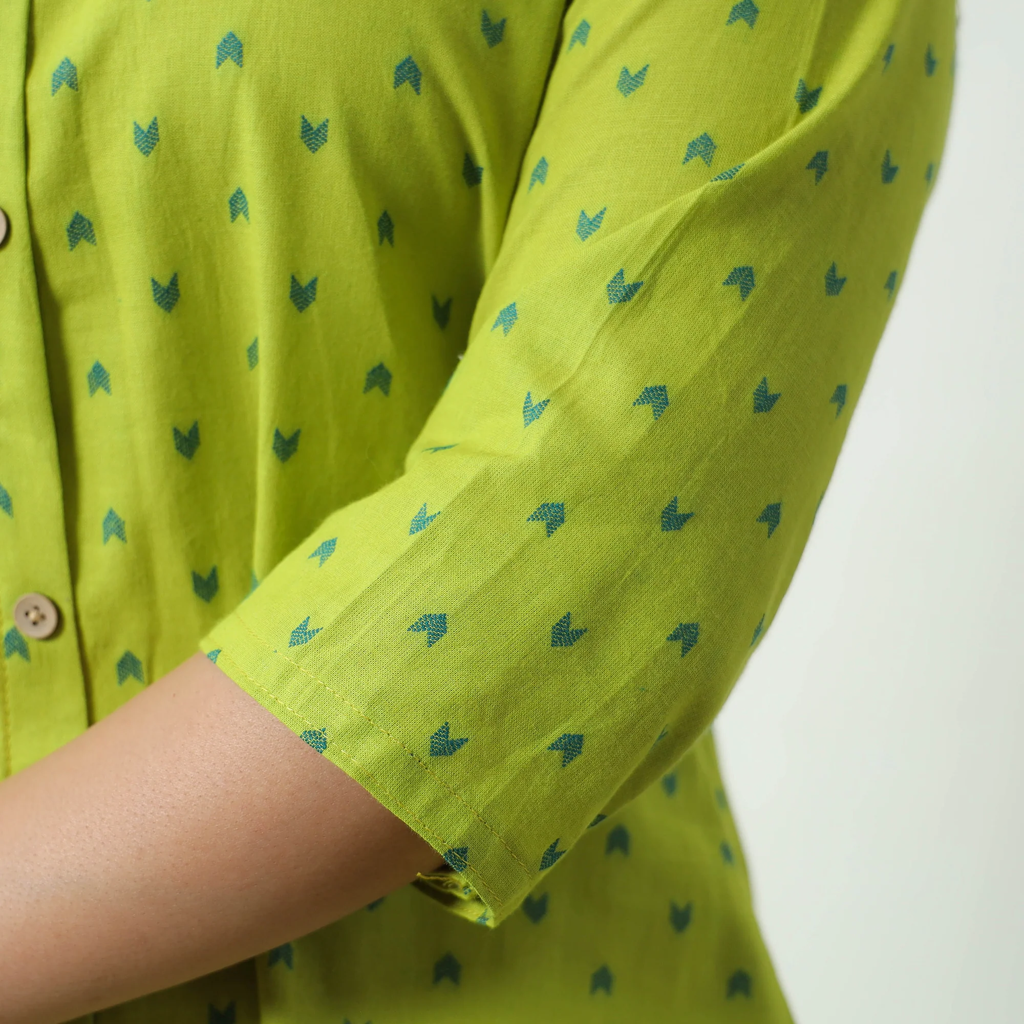 Green - Jacquard Cotton A-Line Kurta 12 - Image 6