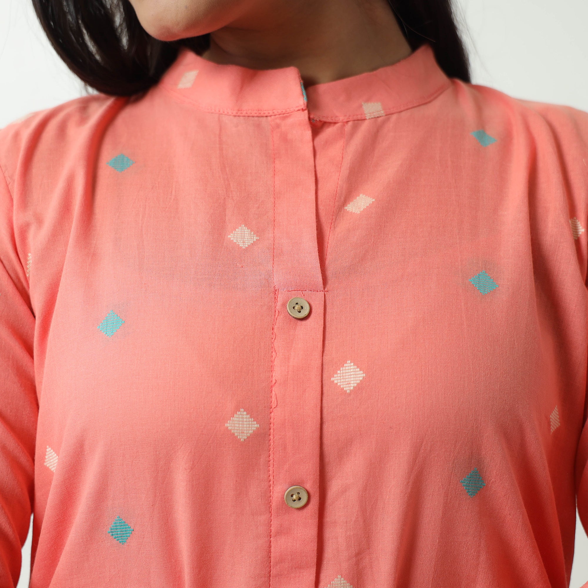 Peach - Jacquard Cotton A-Line Kurta 15 - Image 5