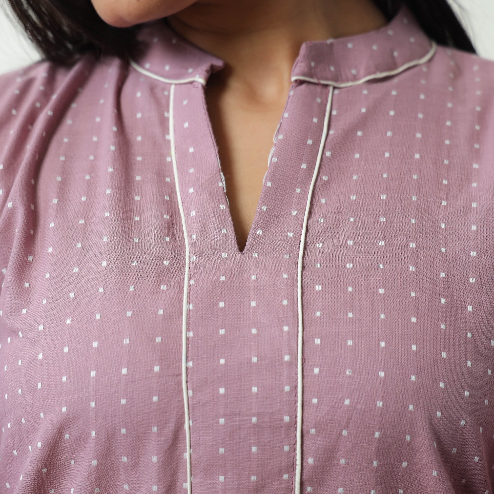 Purple - Jacquard Cotton Short Kurta 40 - Image 5