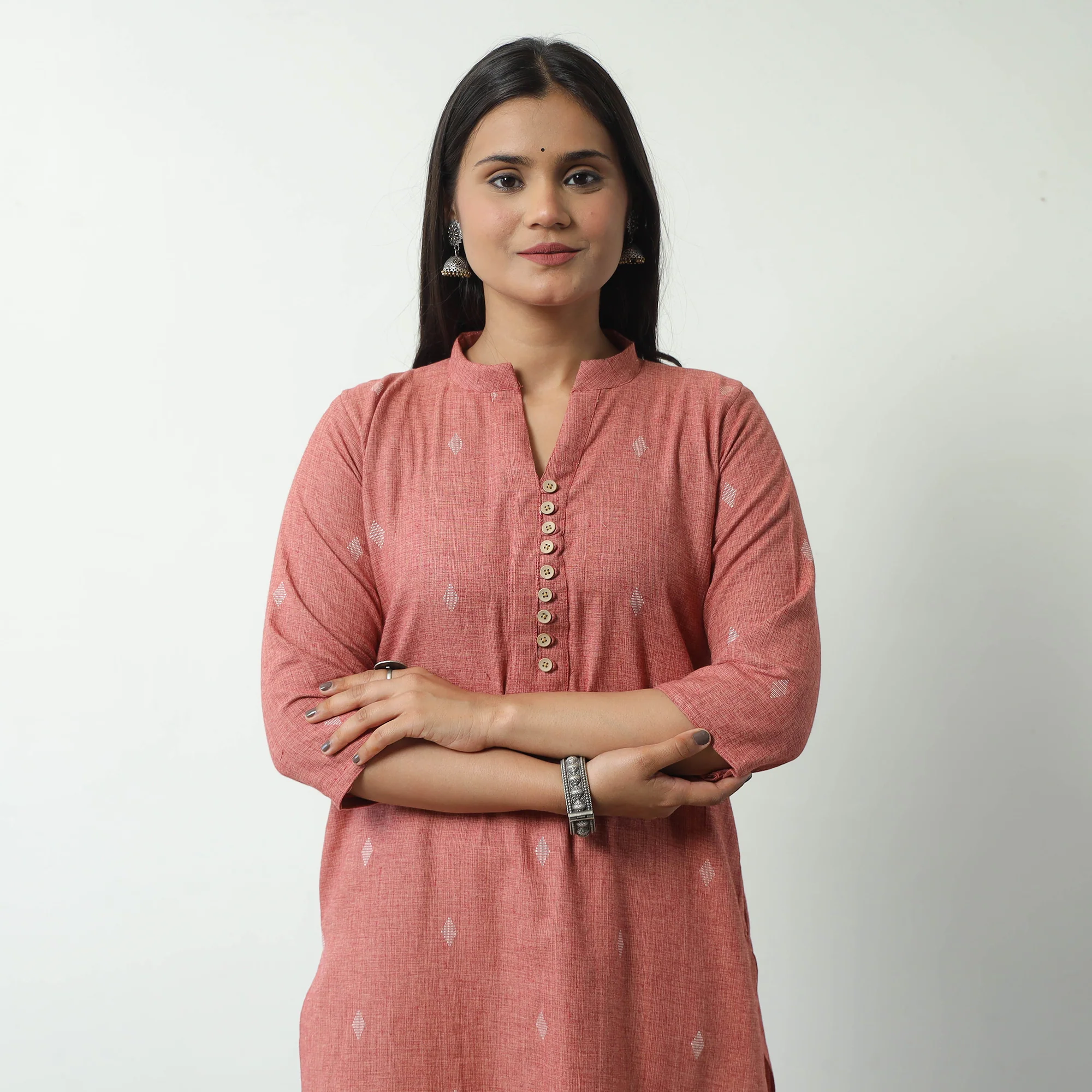 Brown - Jacquard Cotton Straight Kurta 08 - Image 4