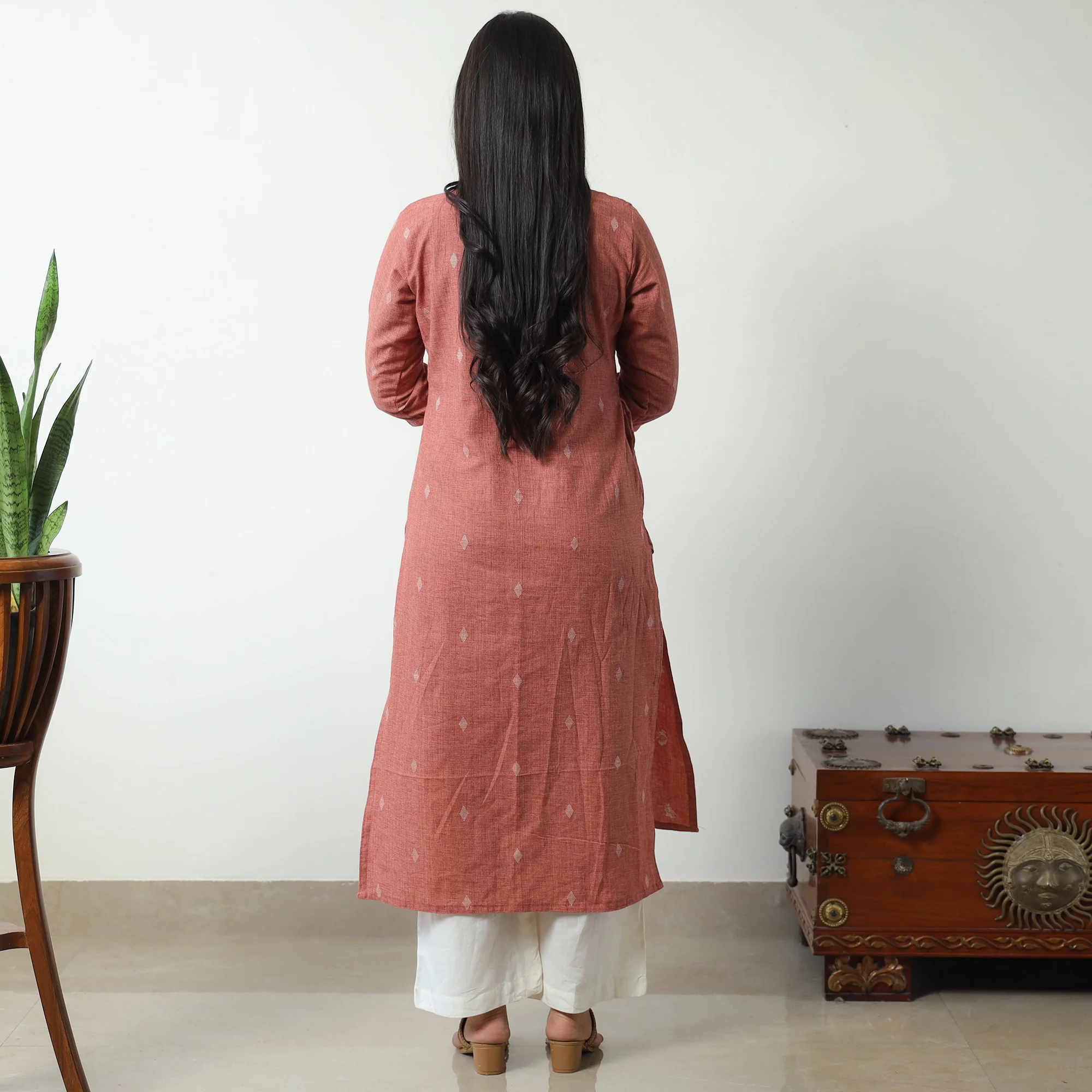 Brown - Jacquard Cotton Straight Kurta 08 - Image 7