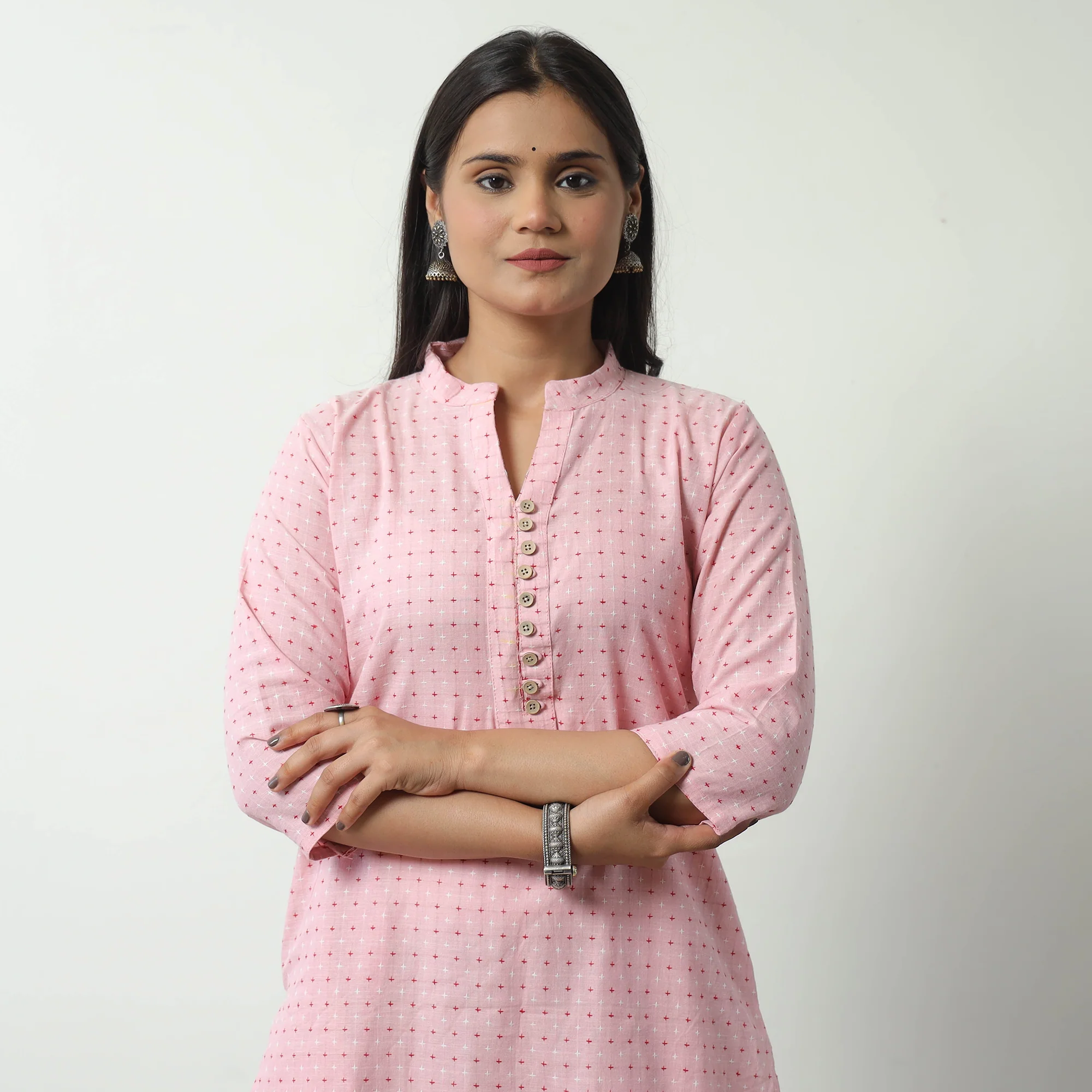 Pink - Jacquard Cotton Straight Kurta 09 - Image 4