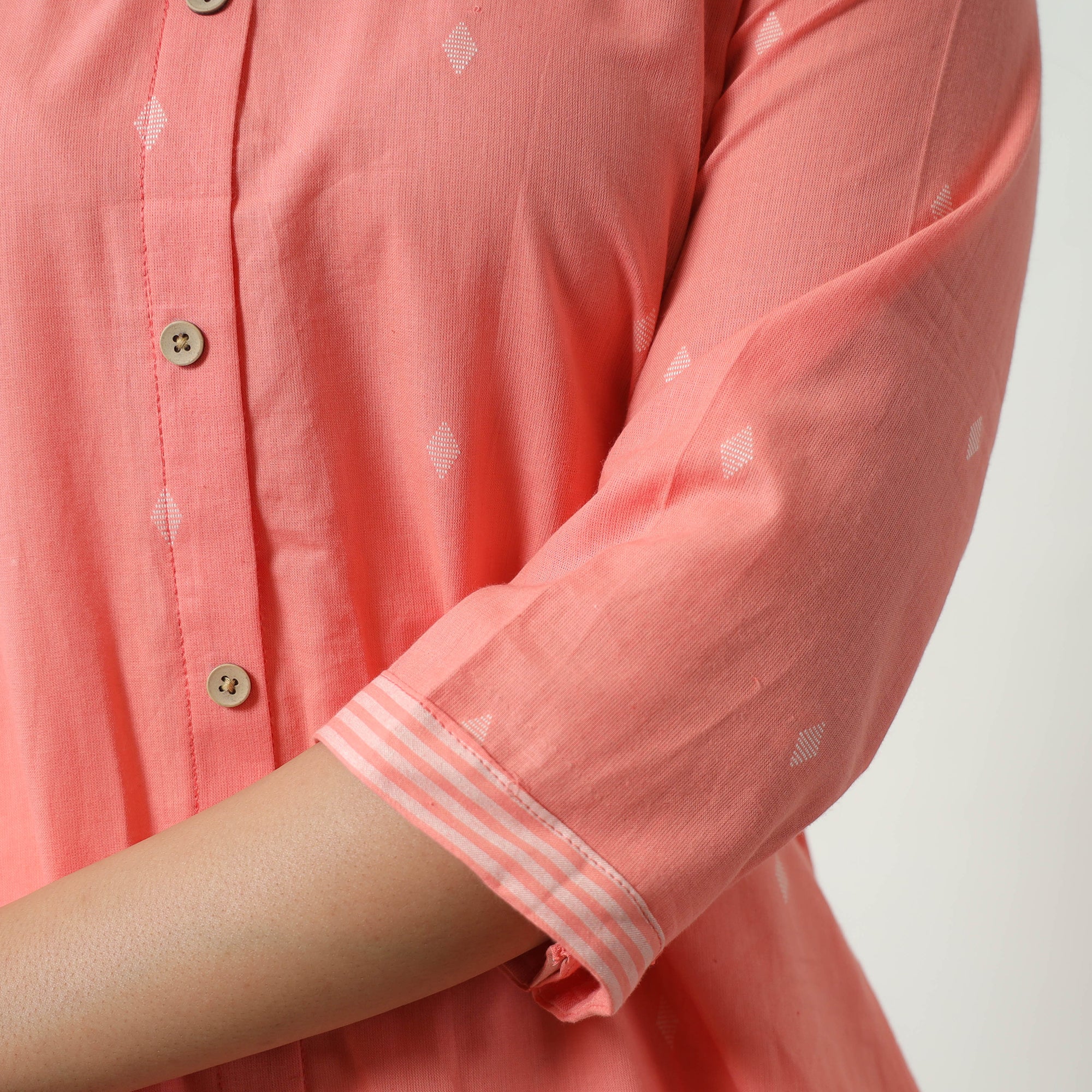 Peach - Jacquard Cotton A-Line Kurta 10 - Image 6