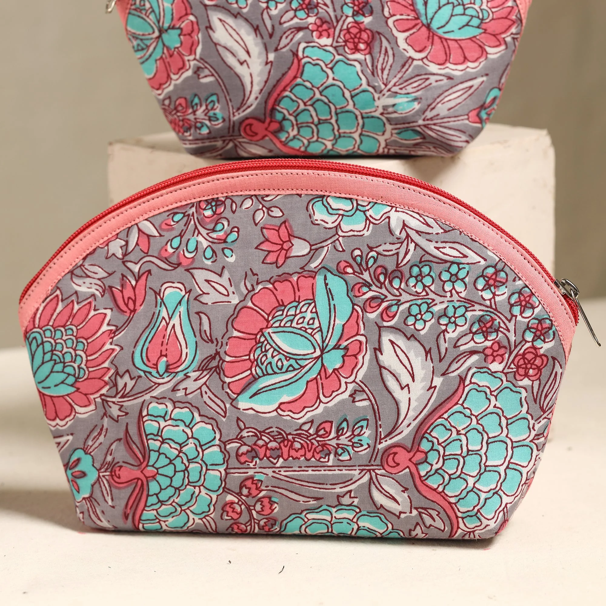 Grey - Handmade Cotton Toiletry Bags (Set of 3) 144 - Image 3