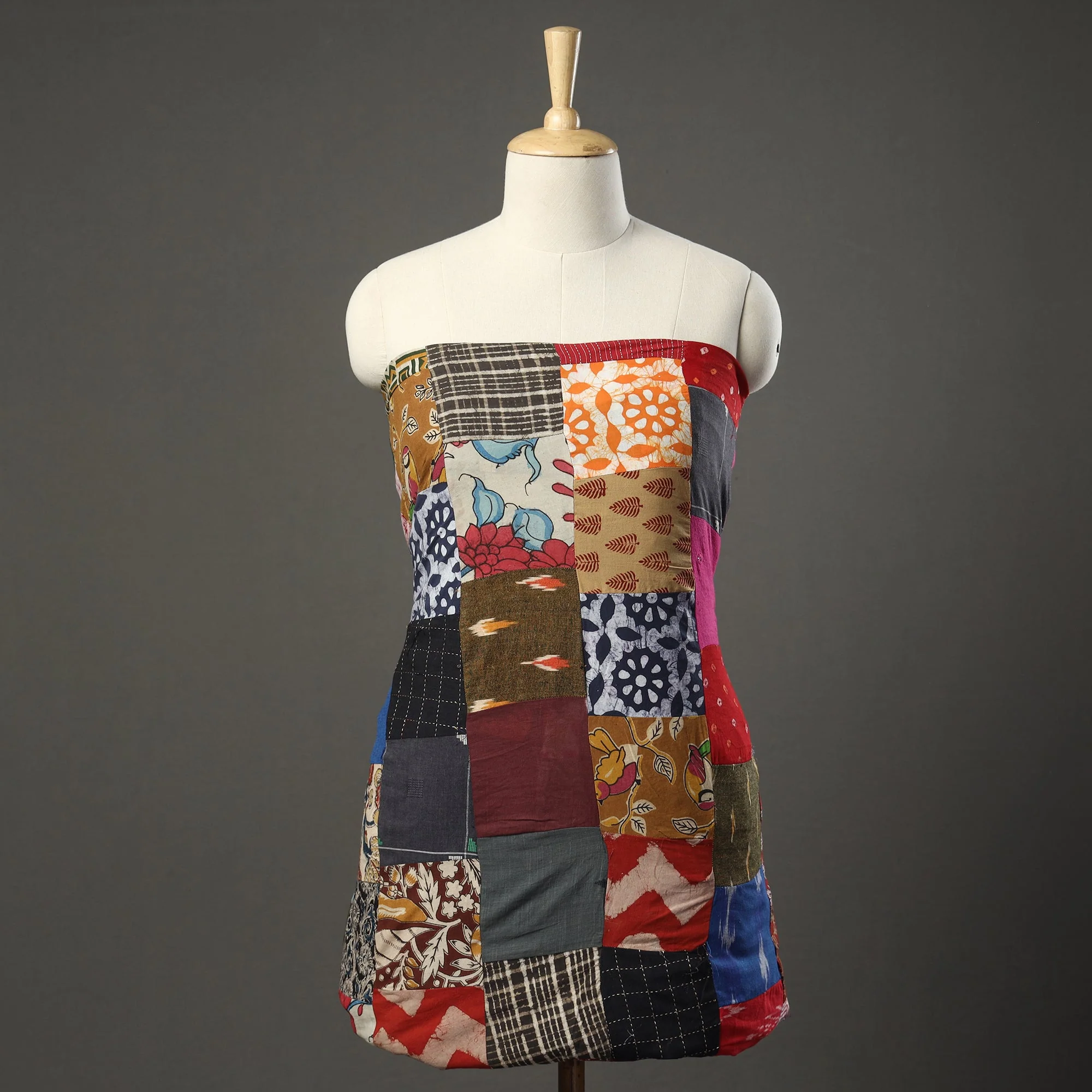 Multicolor - Tukdi Kaam Patchwork Cotton Unstitched Kurta Material - (3.5 meter) 27
