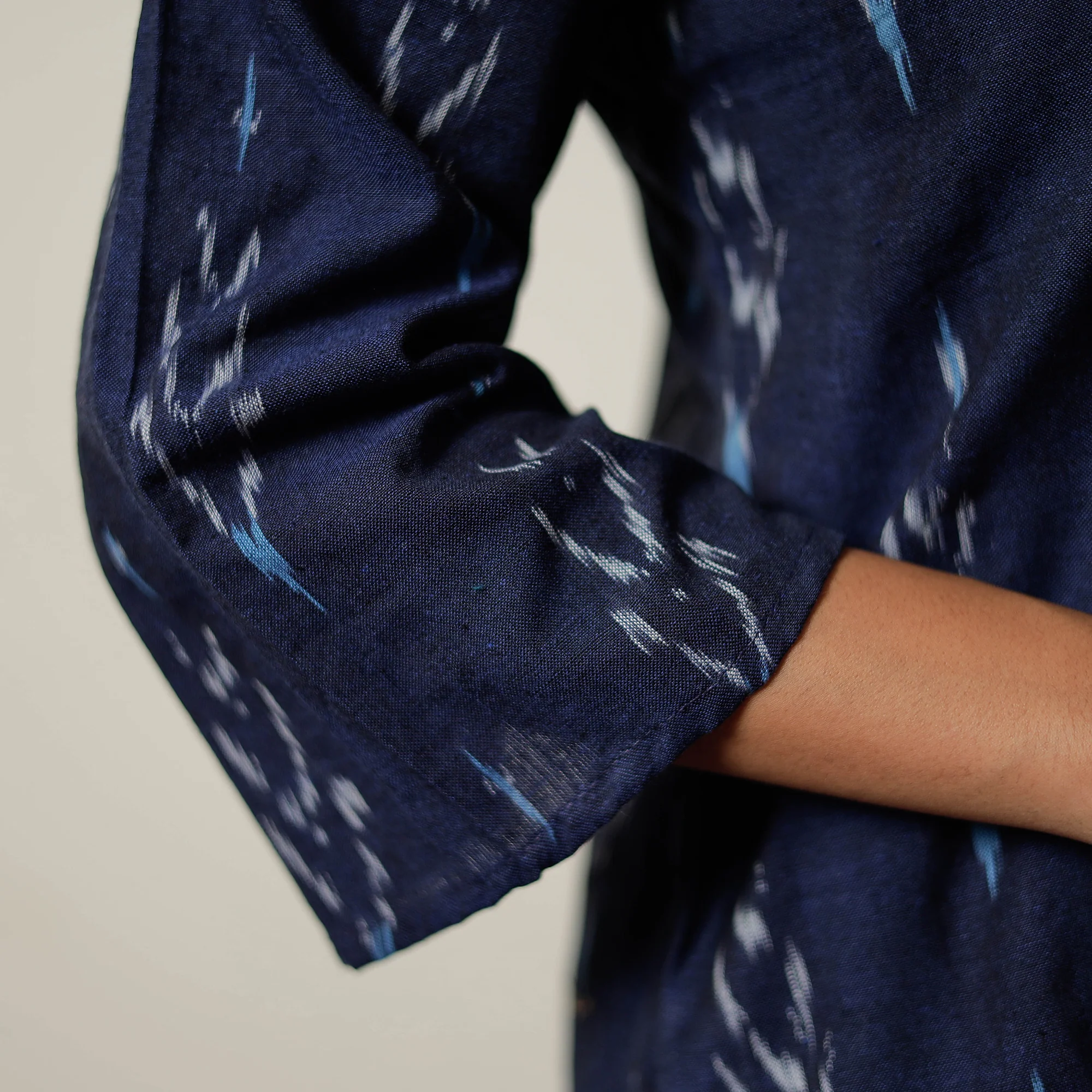 Blue - Pochampally Ikat Cotton Top & Pyjama Night Suit Set 07 - Image 4