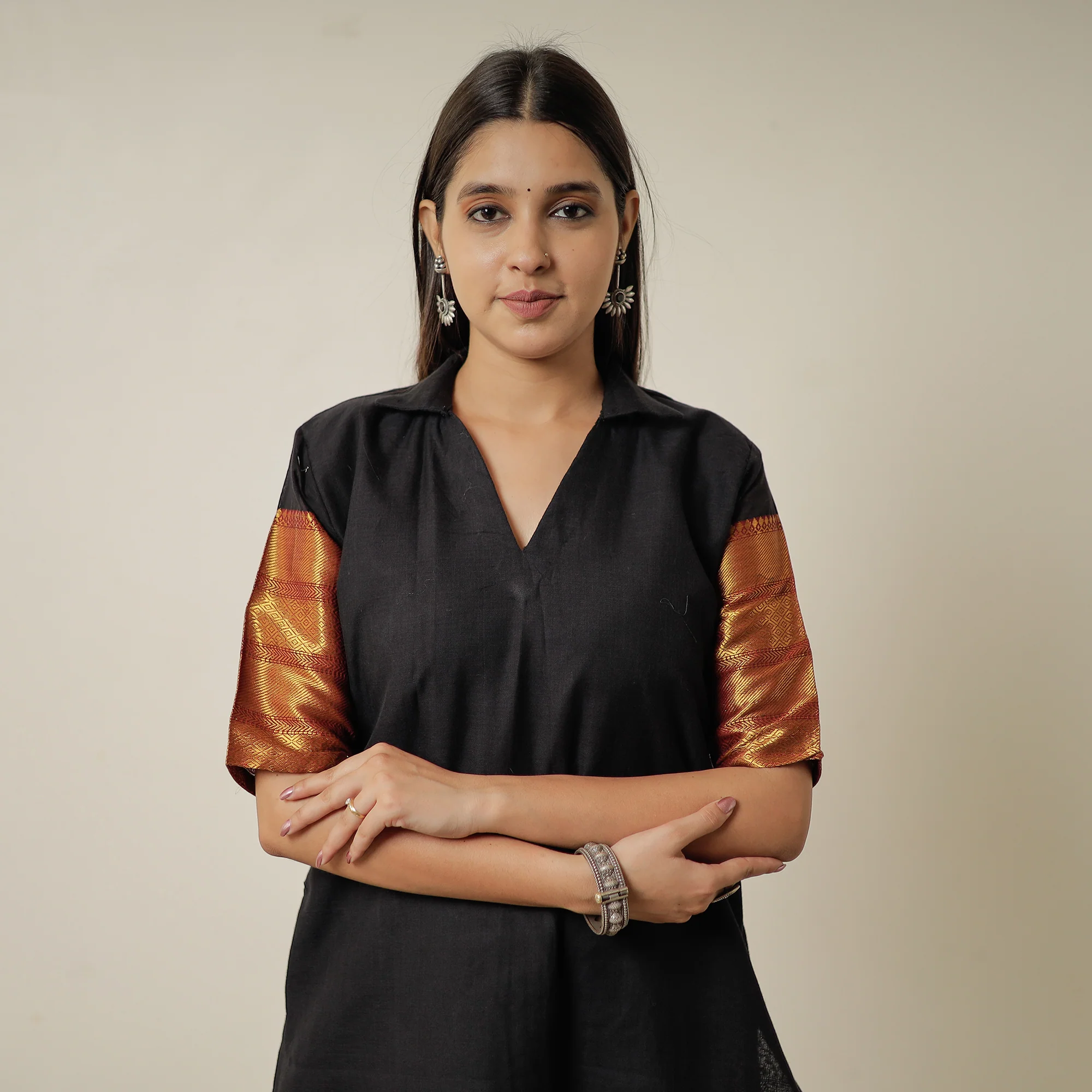 Black - Dharwad Mercerised Cotton Straight Kurta 01 - Image 4