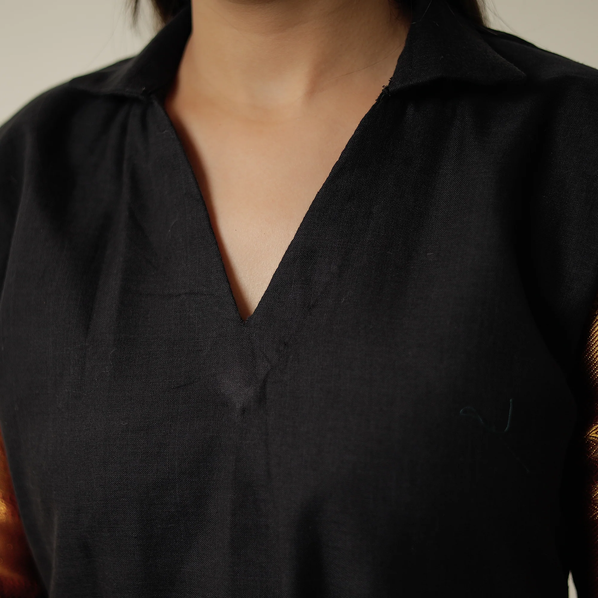 Black - Dharwad Mercerised Cotton Straight Kurta 01 - Image 5