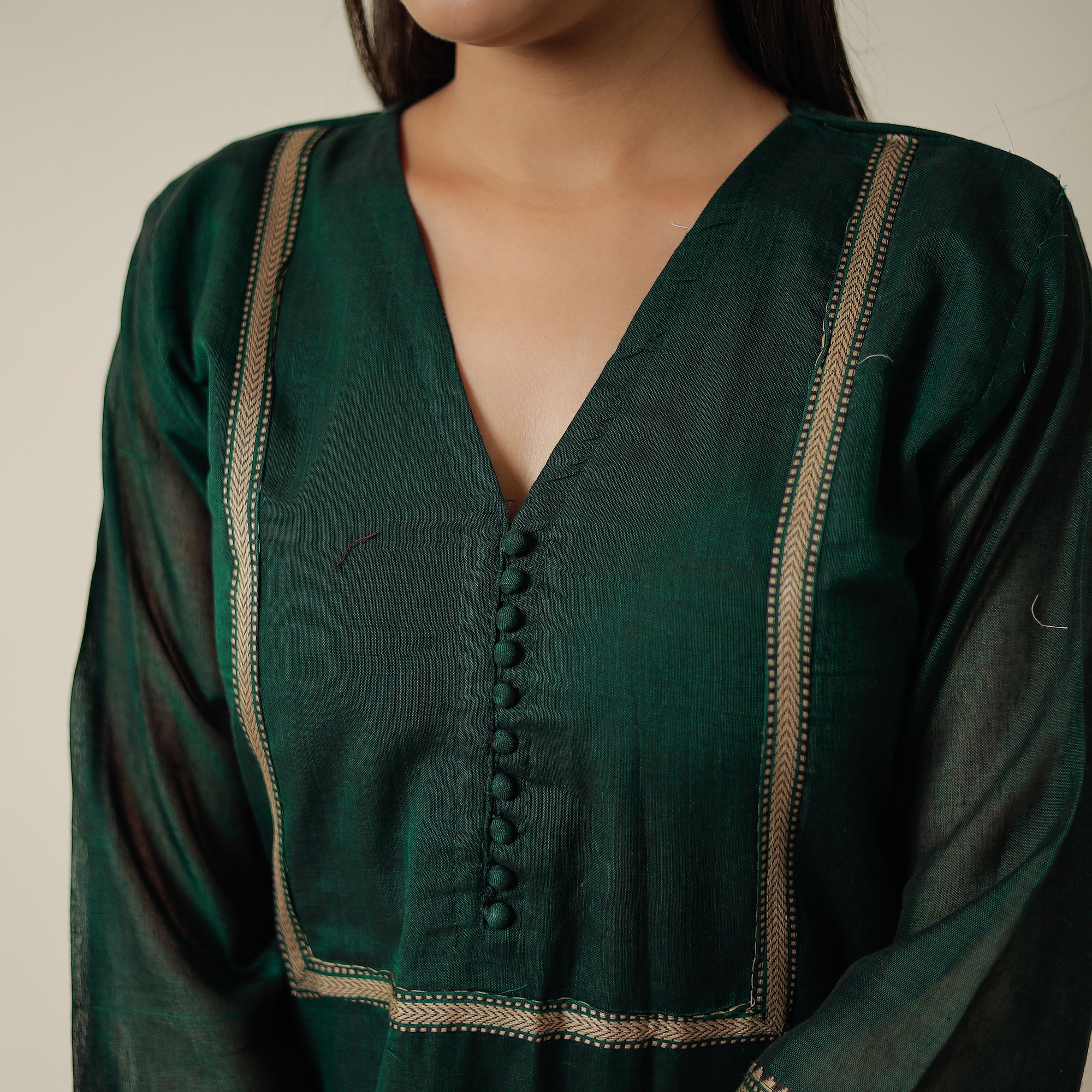 Green - Dharwad Mercerised Cotton Straight Kurta 10 - Image 5