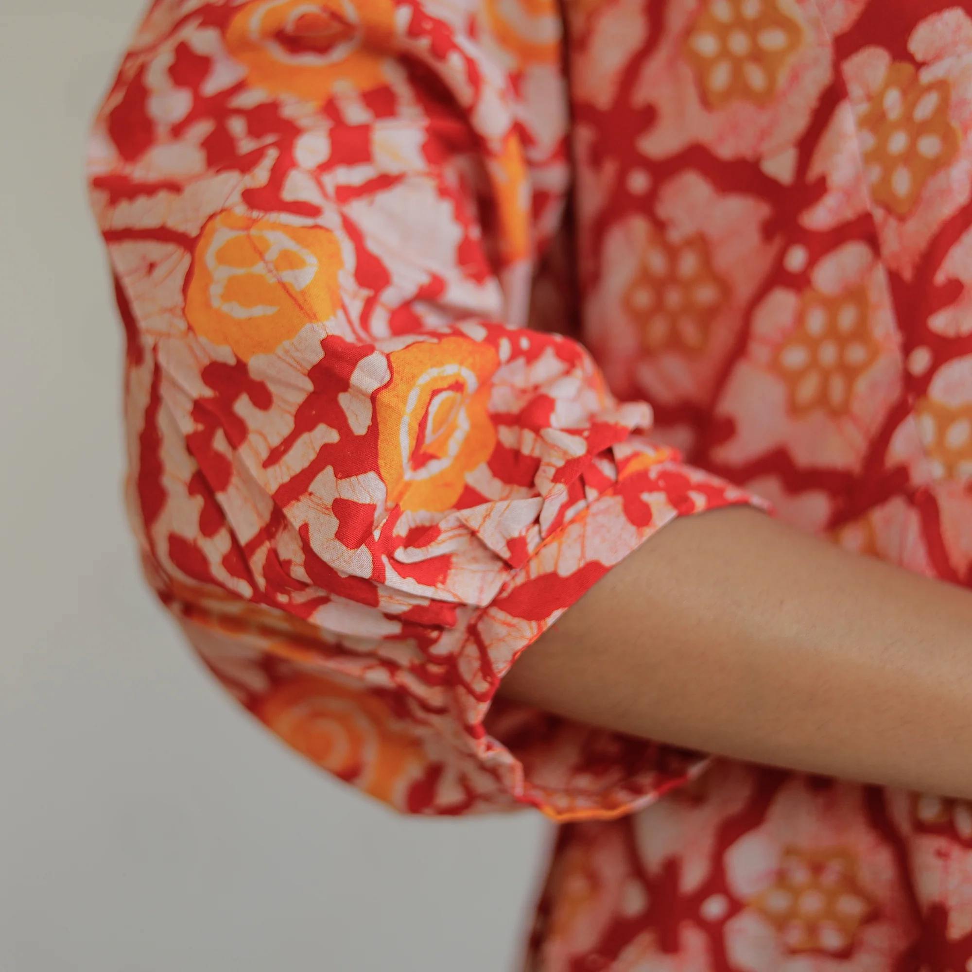 Pink - Hand Batik Printed Cotton Flared Dress 07 - Image 3