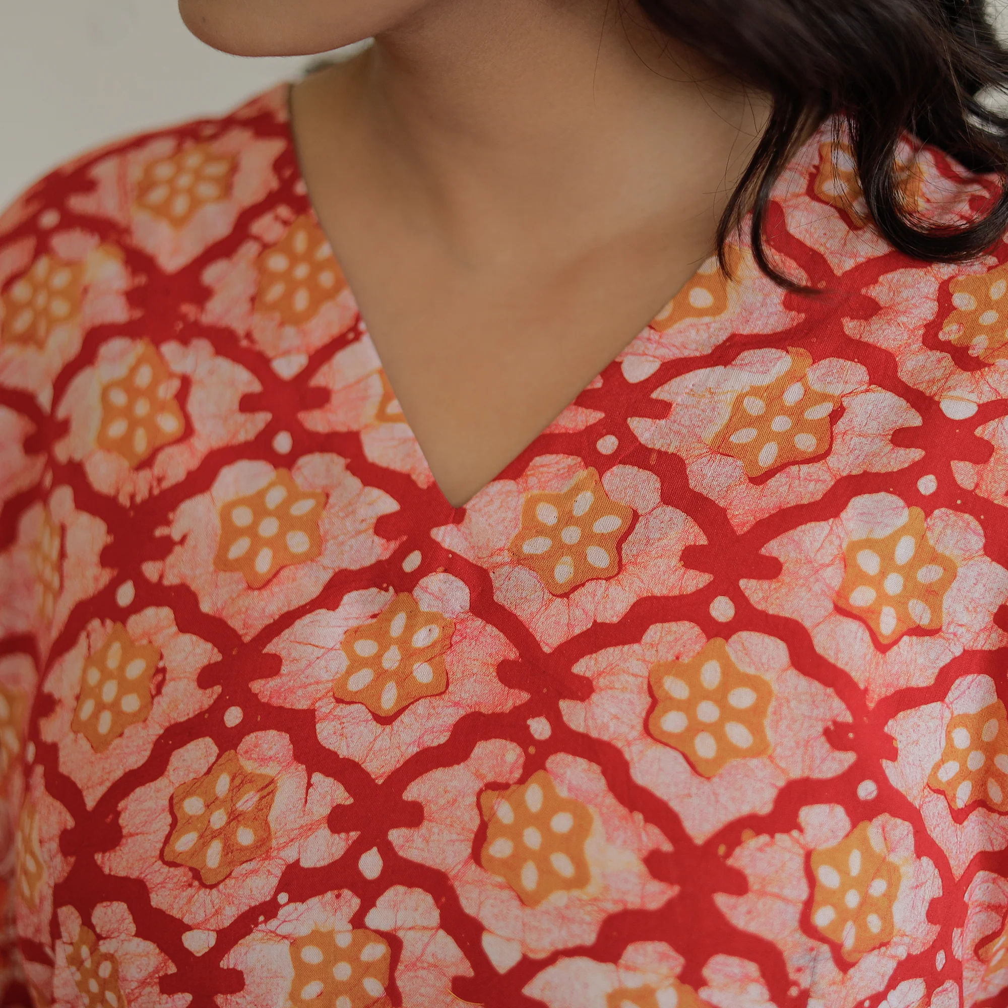 Pink - Hand Batik Printed Cotton Flared Dress 07 - Image 4