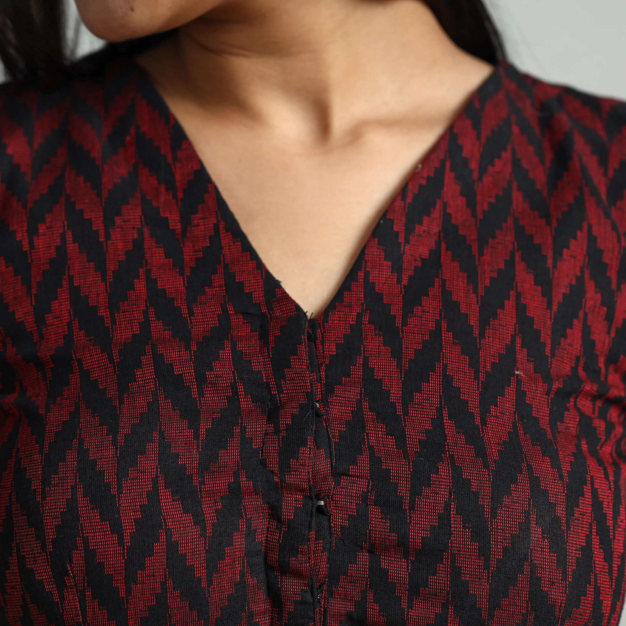 Multicolor - Jacquard Weave Cotton Stitched Blouse 16 - Image 4