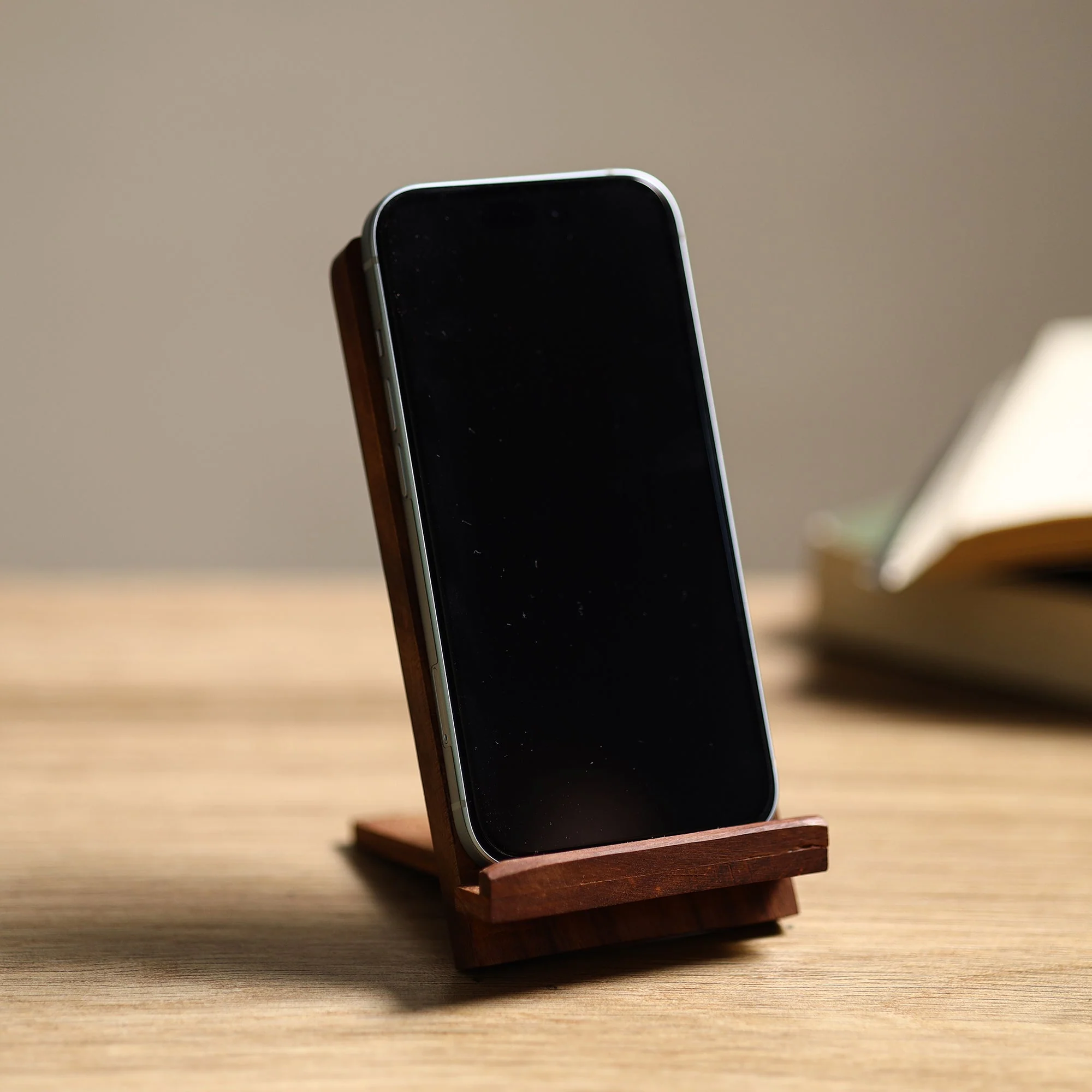 Brown - Hand Carved Sheesham Wood Mobile Stand 10 - Image 2