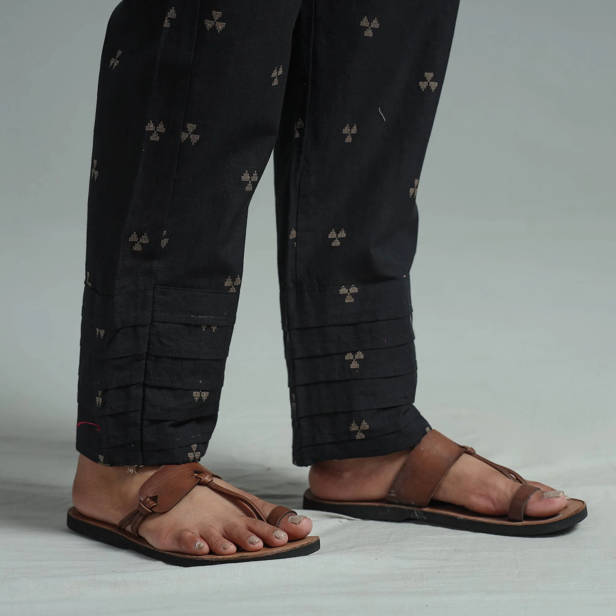 Black - Jacquard Weave Cotton Elasticated Pant 01 - Image 5