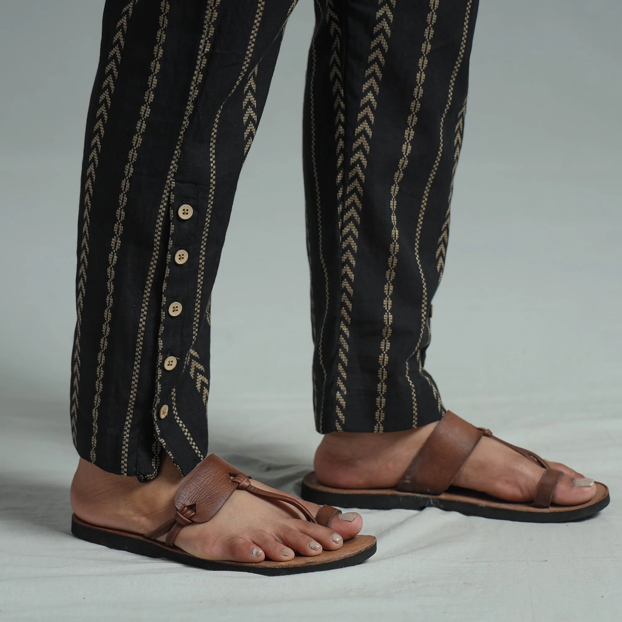 Black - Jacquard Weave Cotton Elasticated Pant 08 - Image 5
