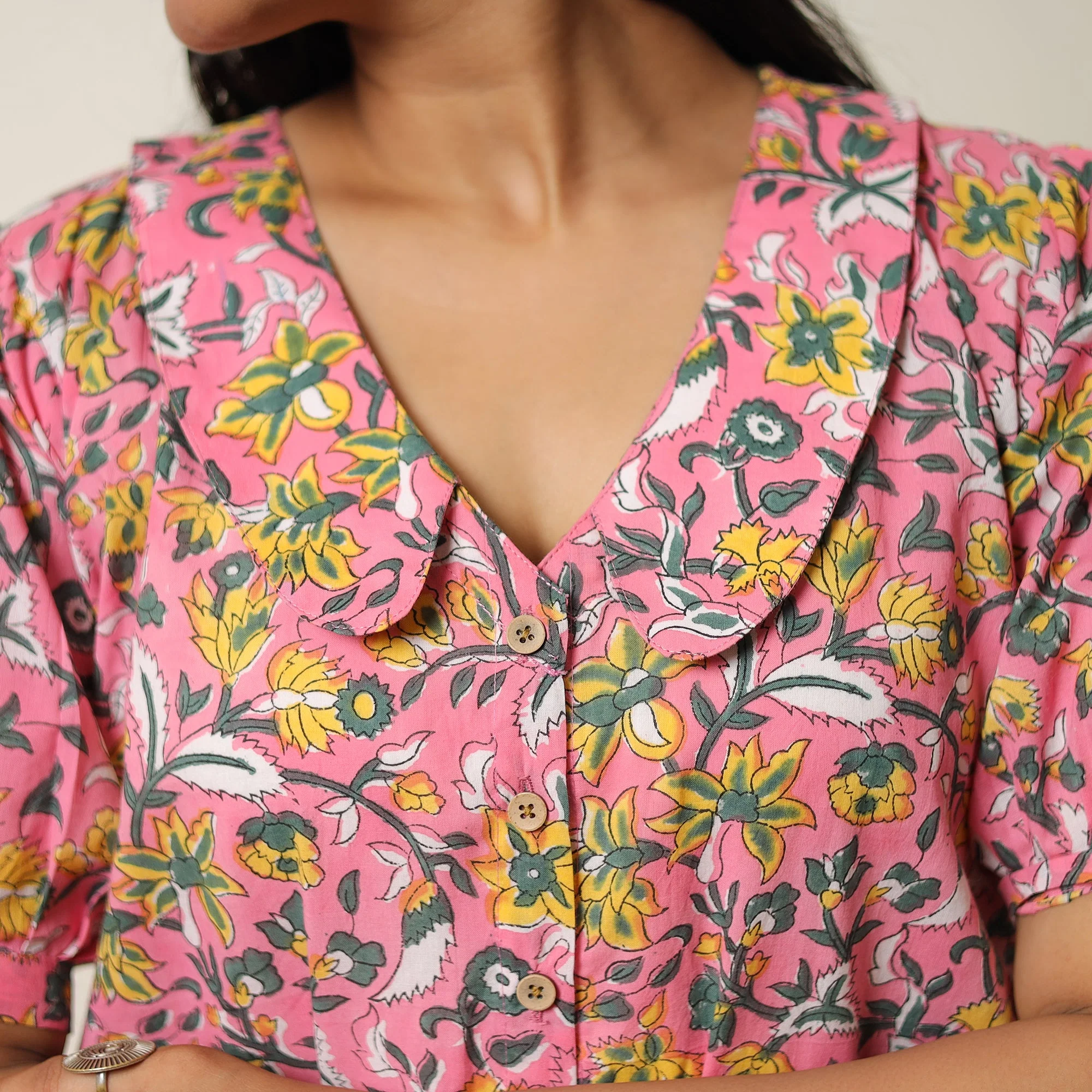 Pink - Sanganeri Block Printed Cotton Co-Ord Set 24 - Image 5