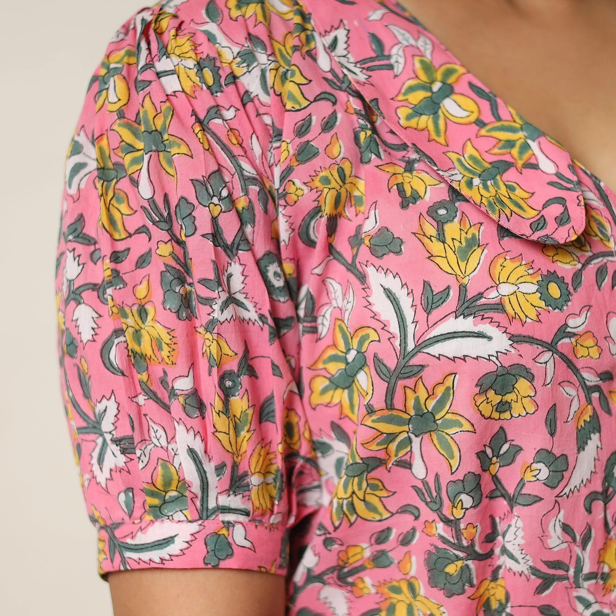 Pink - Sanganeri Block Printed Cotton Co-Ord Set 24 - Image 6