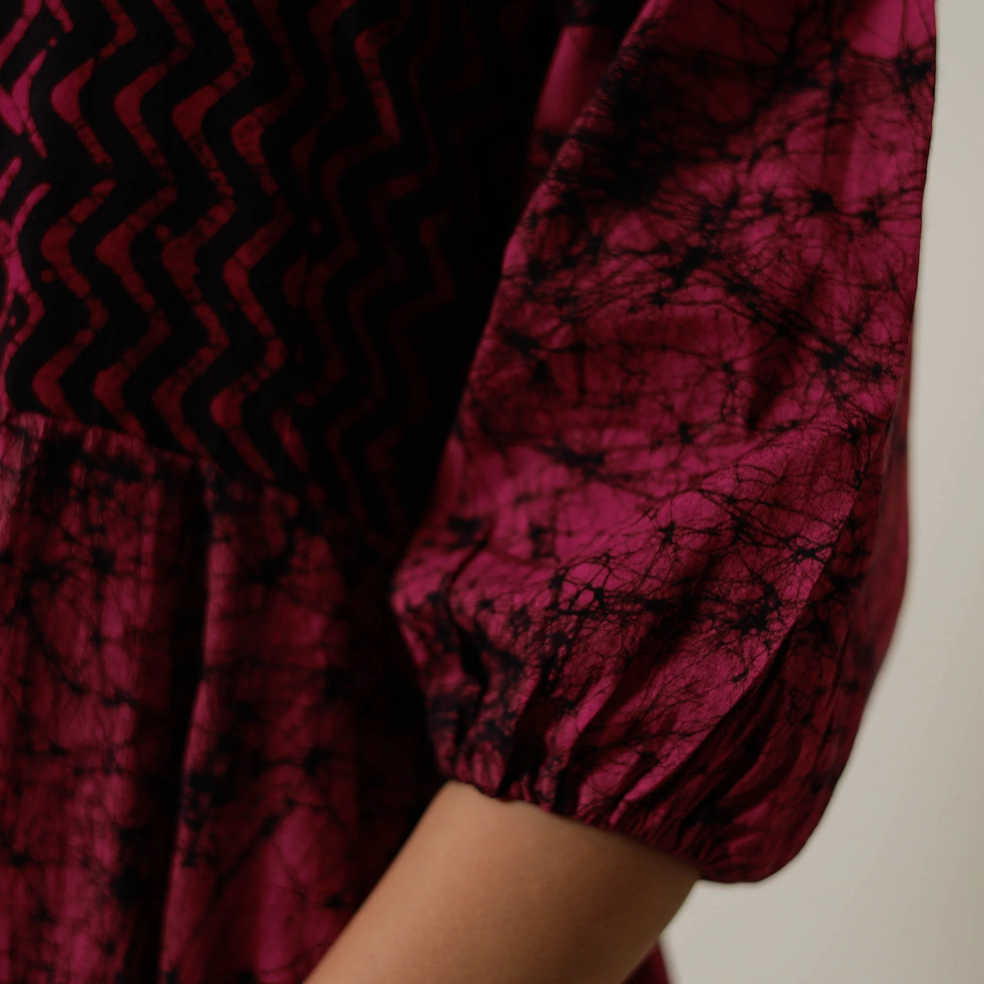 Pink - Hand Batik Printed Cotton Flared Dress 05 - Image 6