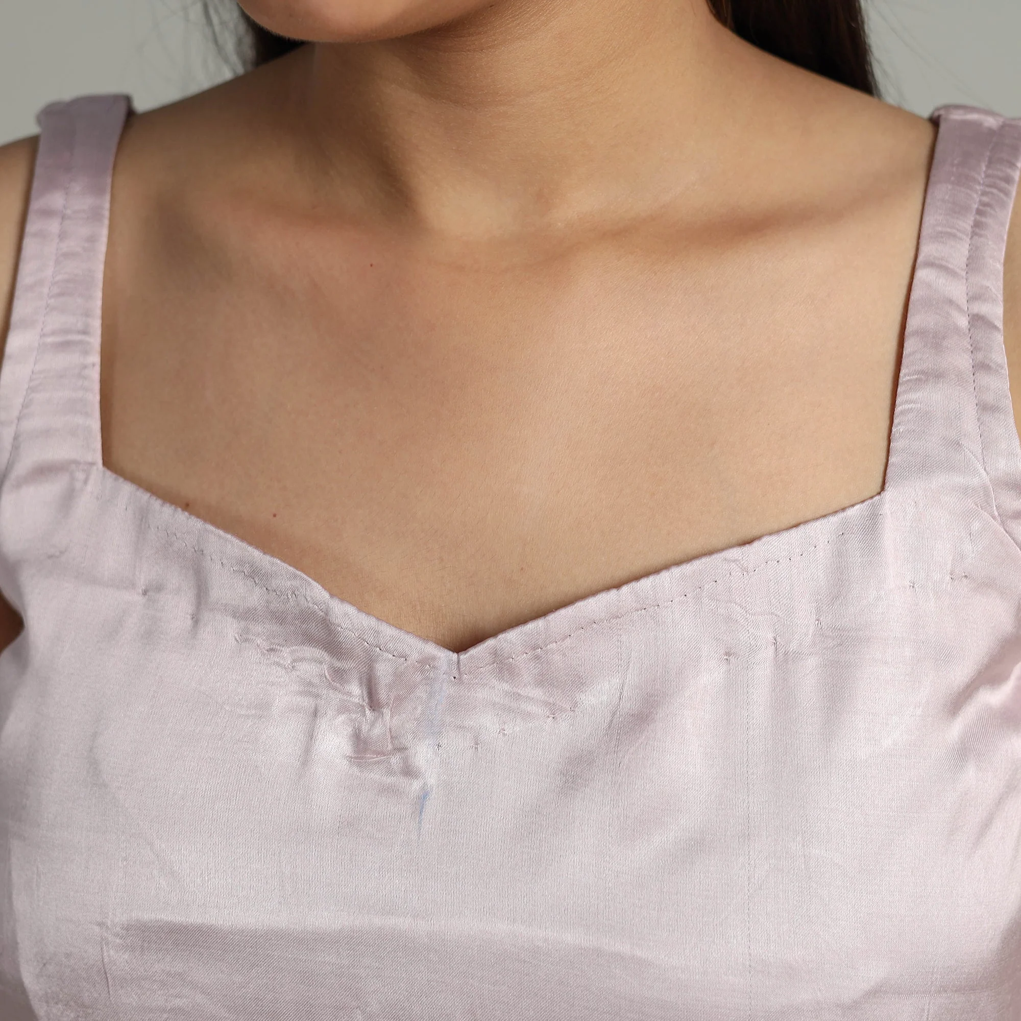 Purple - Modal Silk Plain Stitched Blouse 10 - Image 4