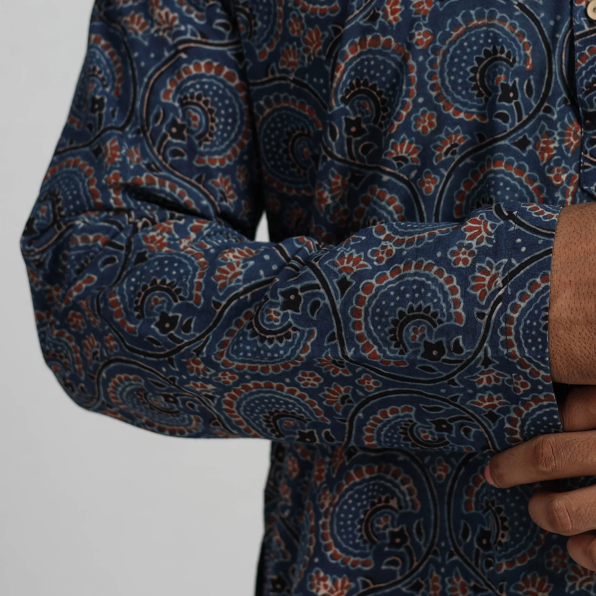 Ajrakh Block Printed Cotton Men Long Kurta 19 - Image 8
