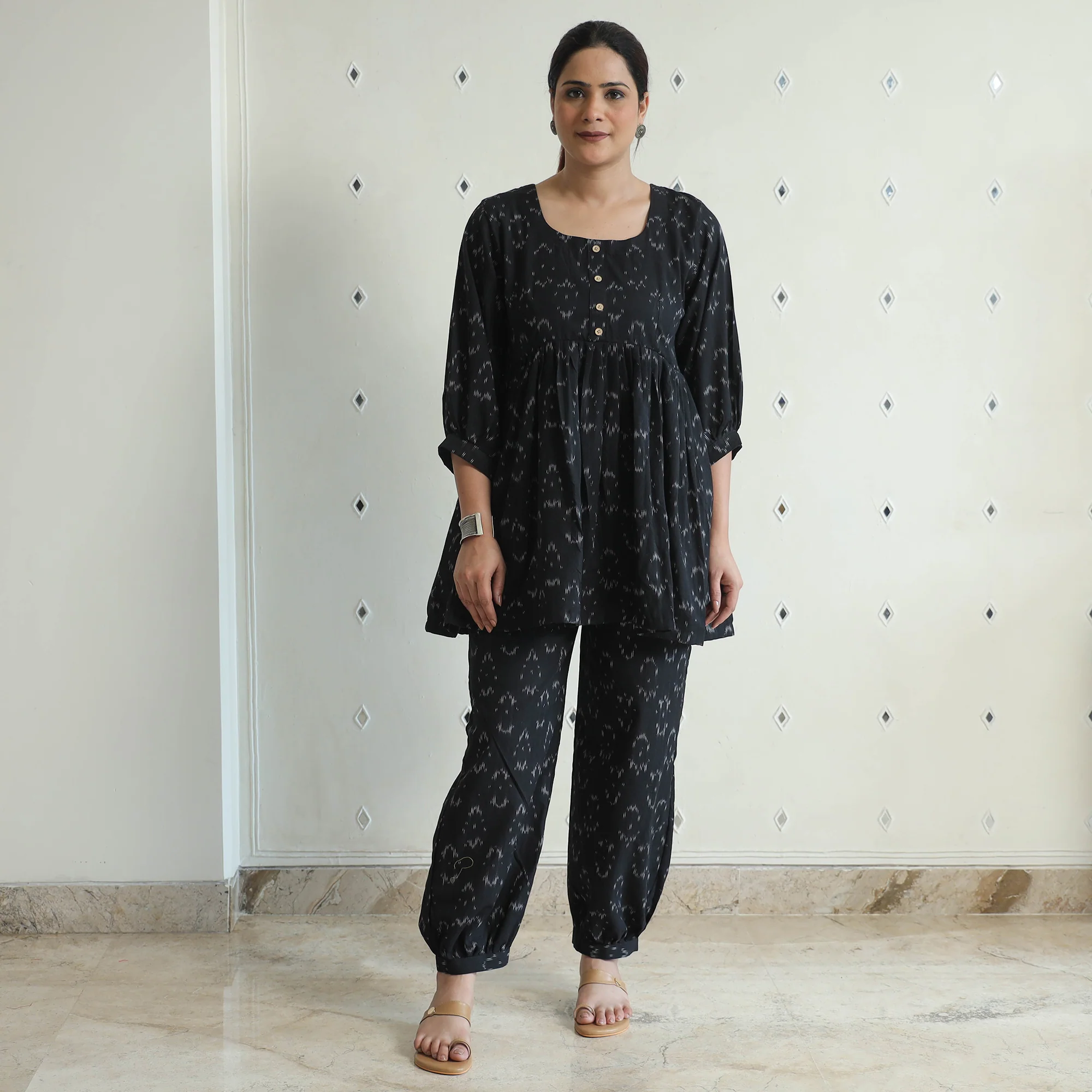 Black - Pochampally Ikat Cotton Co-Ord Set 08