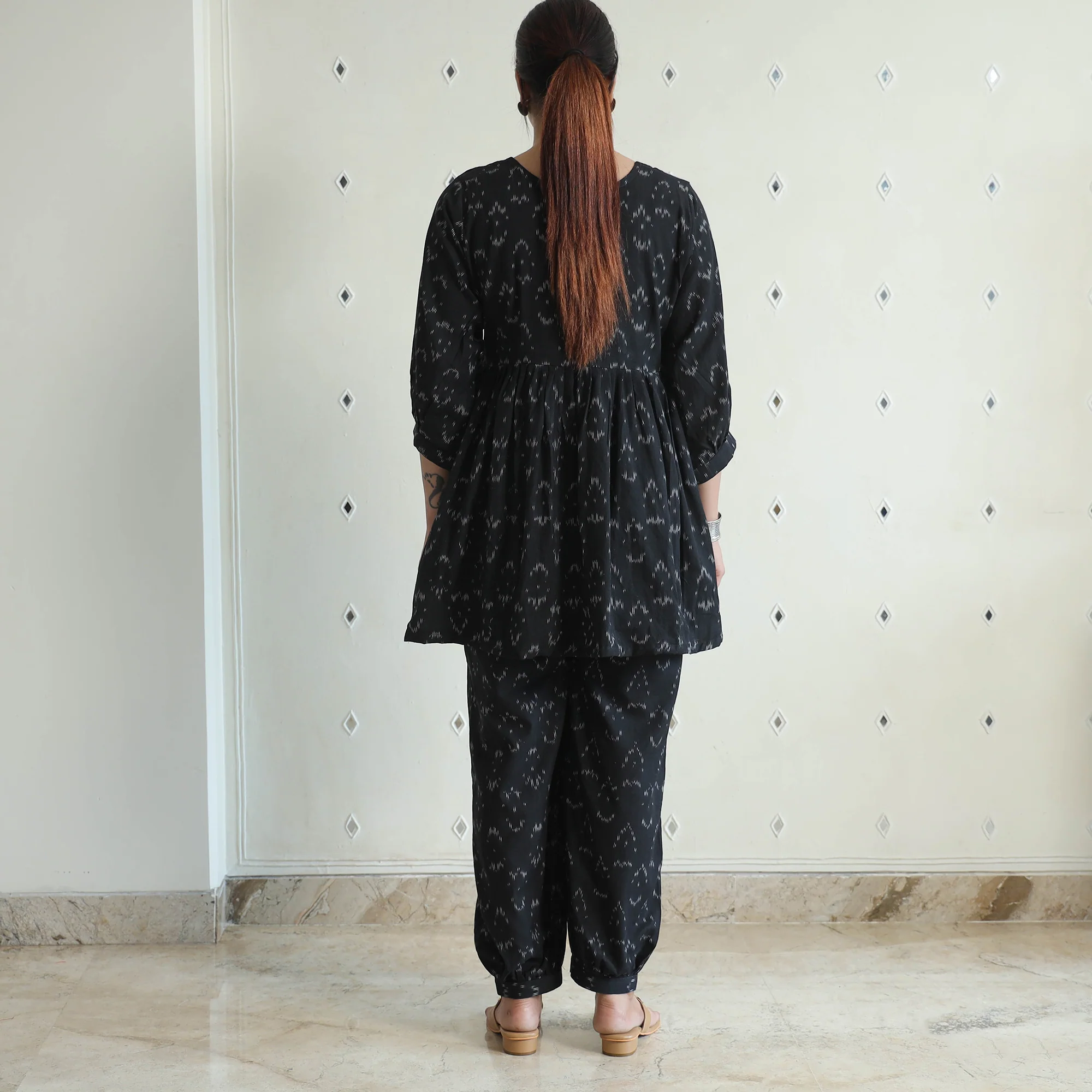 Black - Pochampally Ikat Cotton Co-Ord Set 08 - Image 8