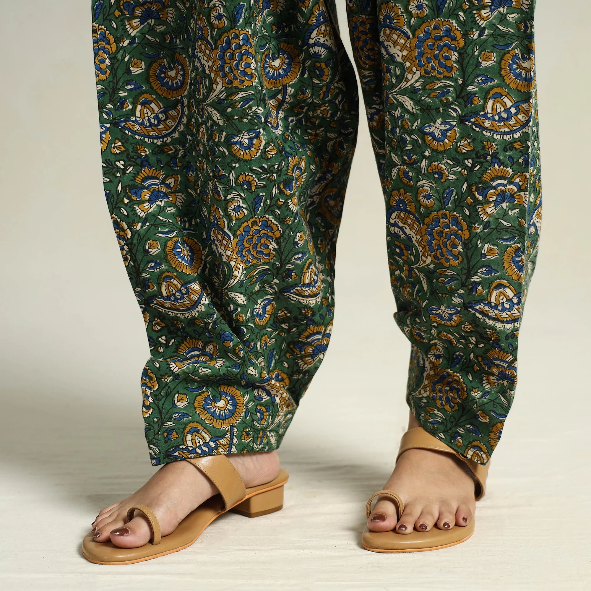 Green - Bagru Block Printed Cotton Elasticated Salwar 09 - Image 5