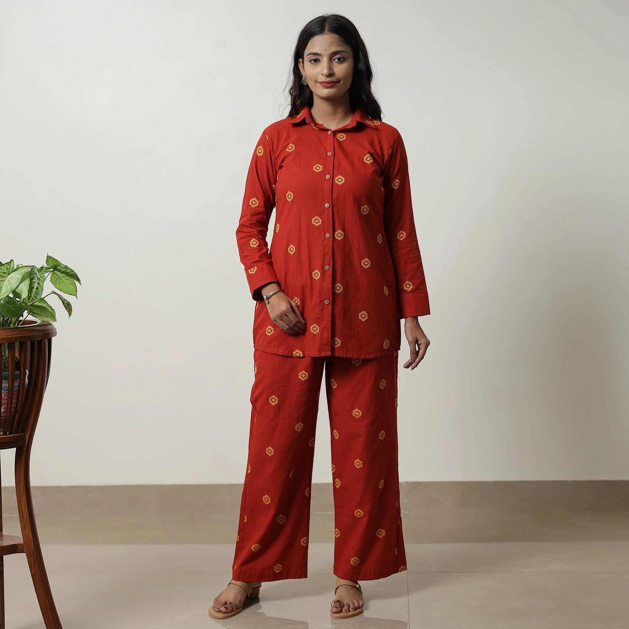 Orange - Jacquard Cotton Co-Ord Set 01 - Image 3