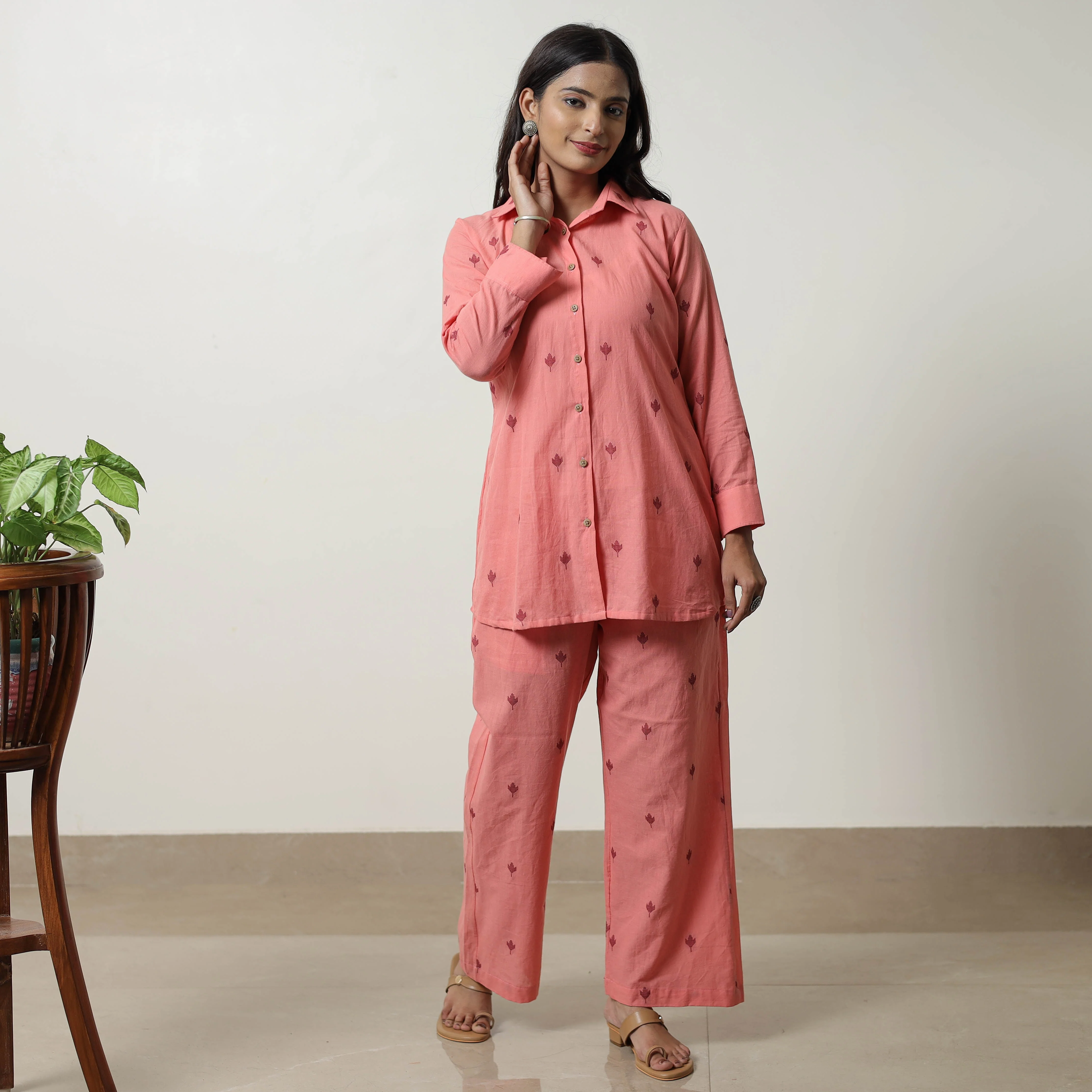 Pink - Jacquard Cotton Co-Ord Set 03 - Image 2