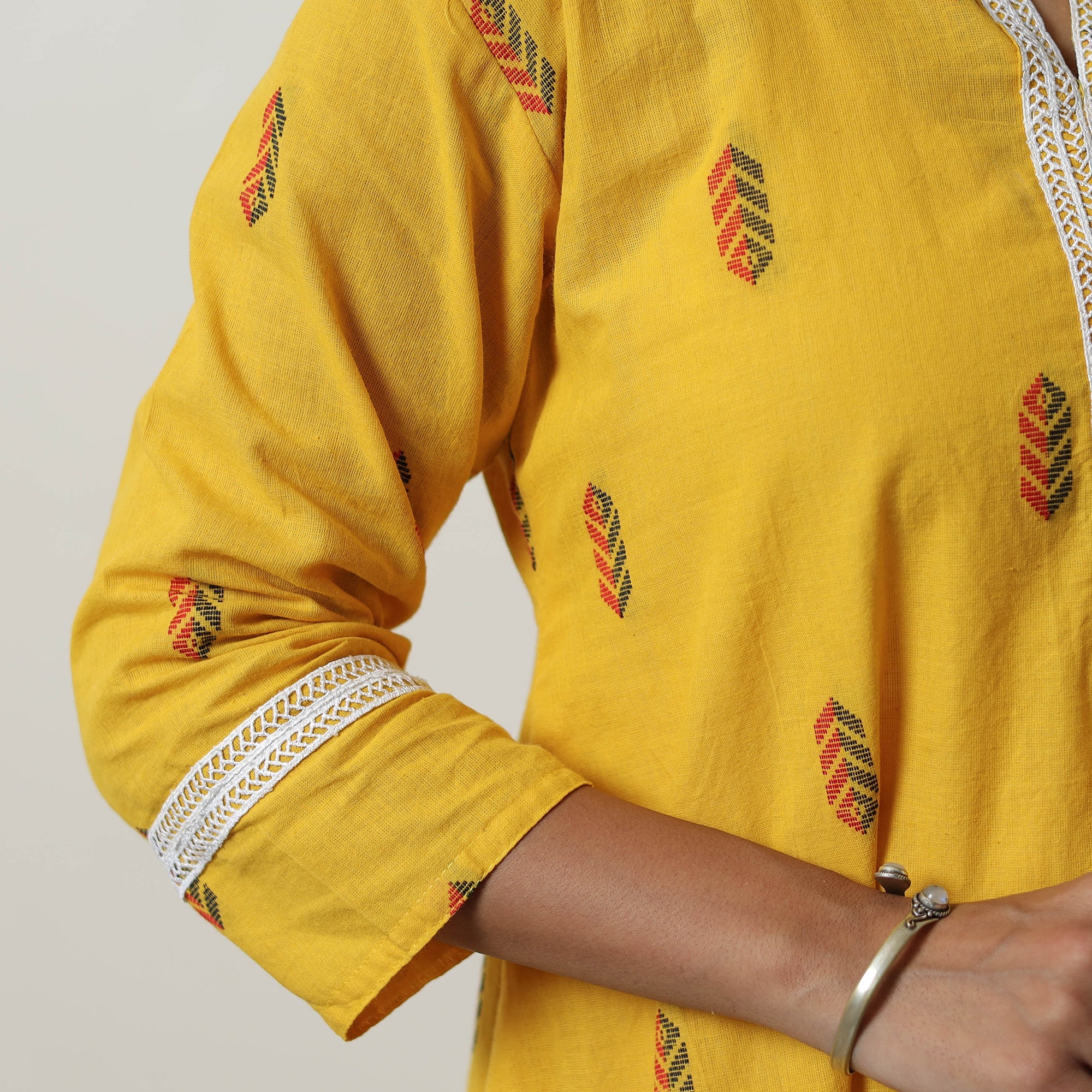 Yellow - Jacquard Cotton Co-Ord Set 07 - Image 6