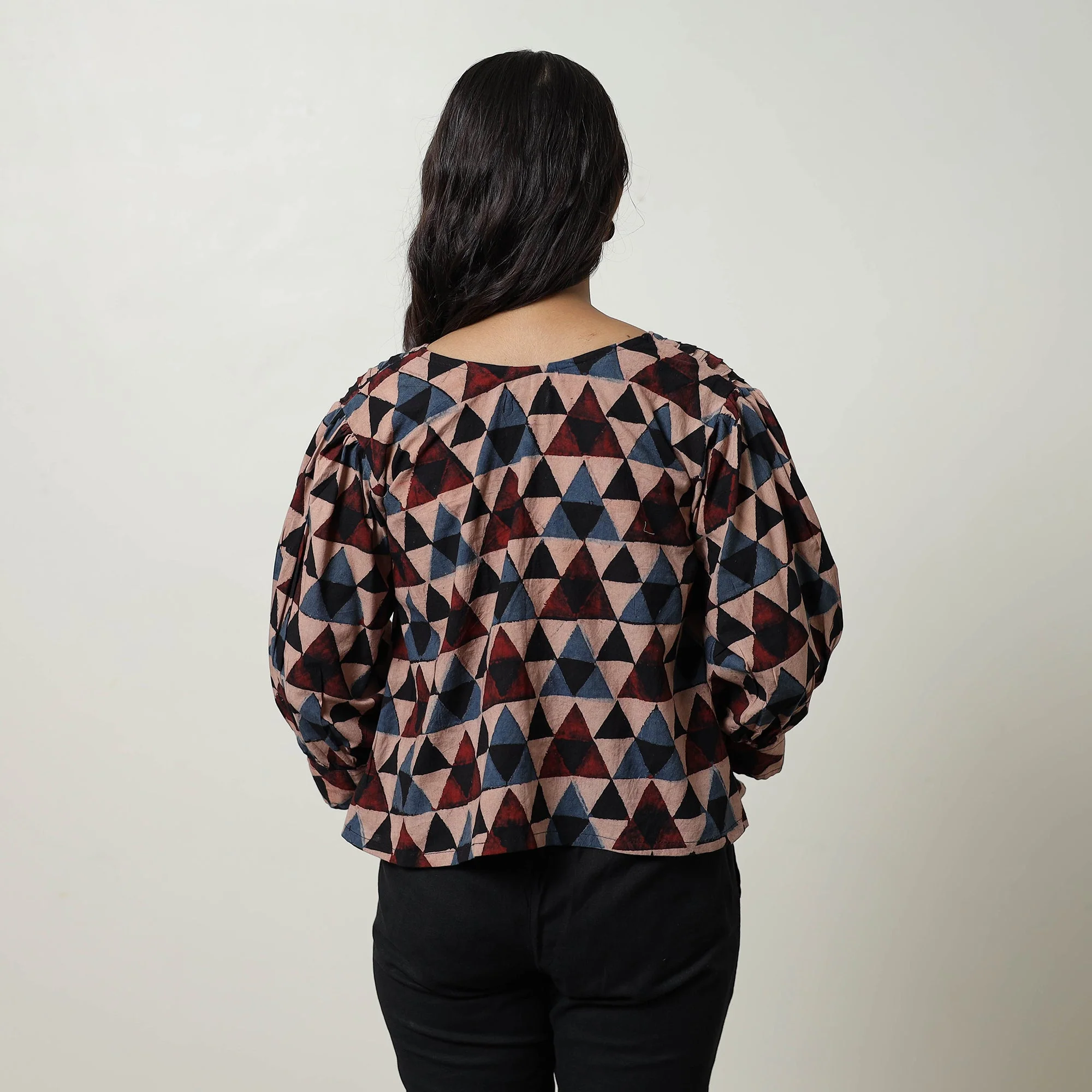 Multicolor - Ajrakh Block Printed Cotton Crop Top 03 - Image 6