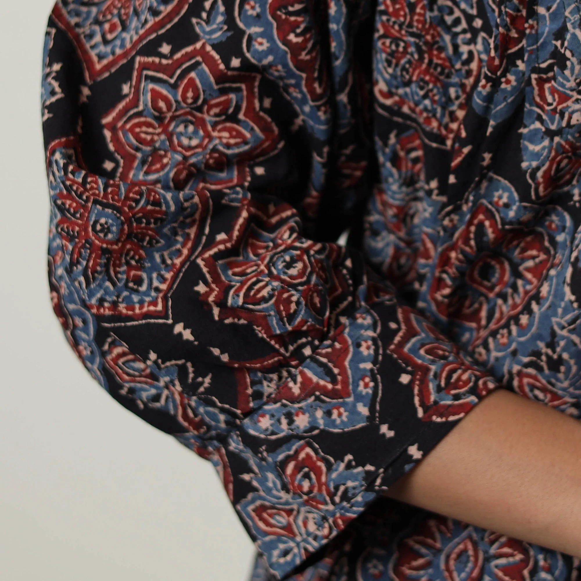 Black - Ajrakh Block Printed Cotton Crop Top 05 - Image 5