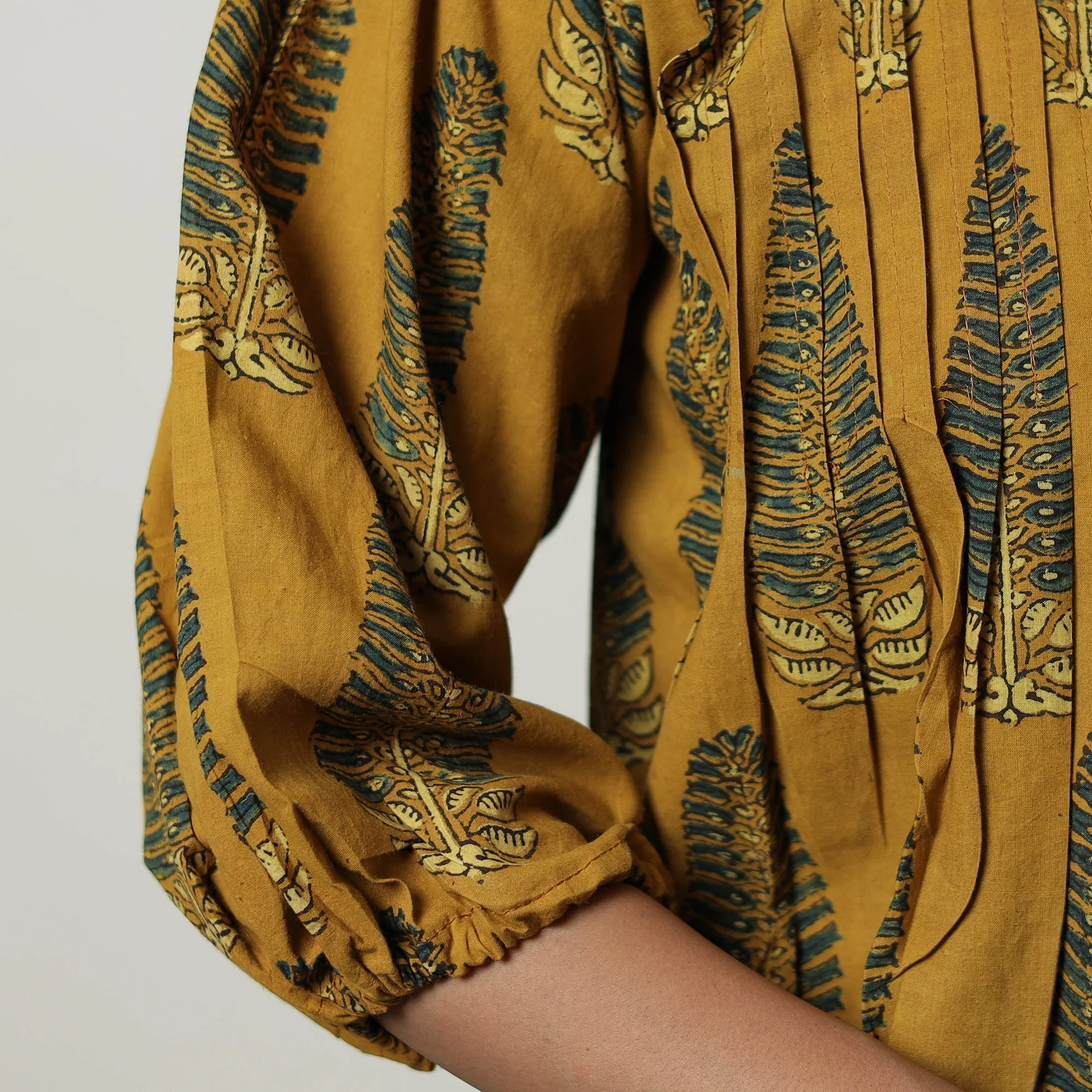 Yellow - Ajrakh Block Printed Cotton Crop Top 08 - Image 5