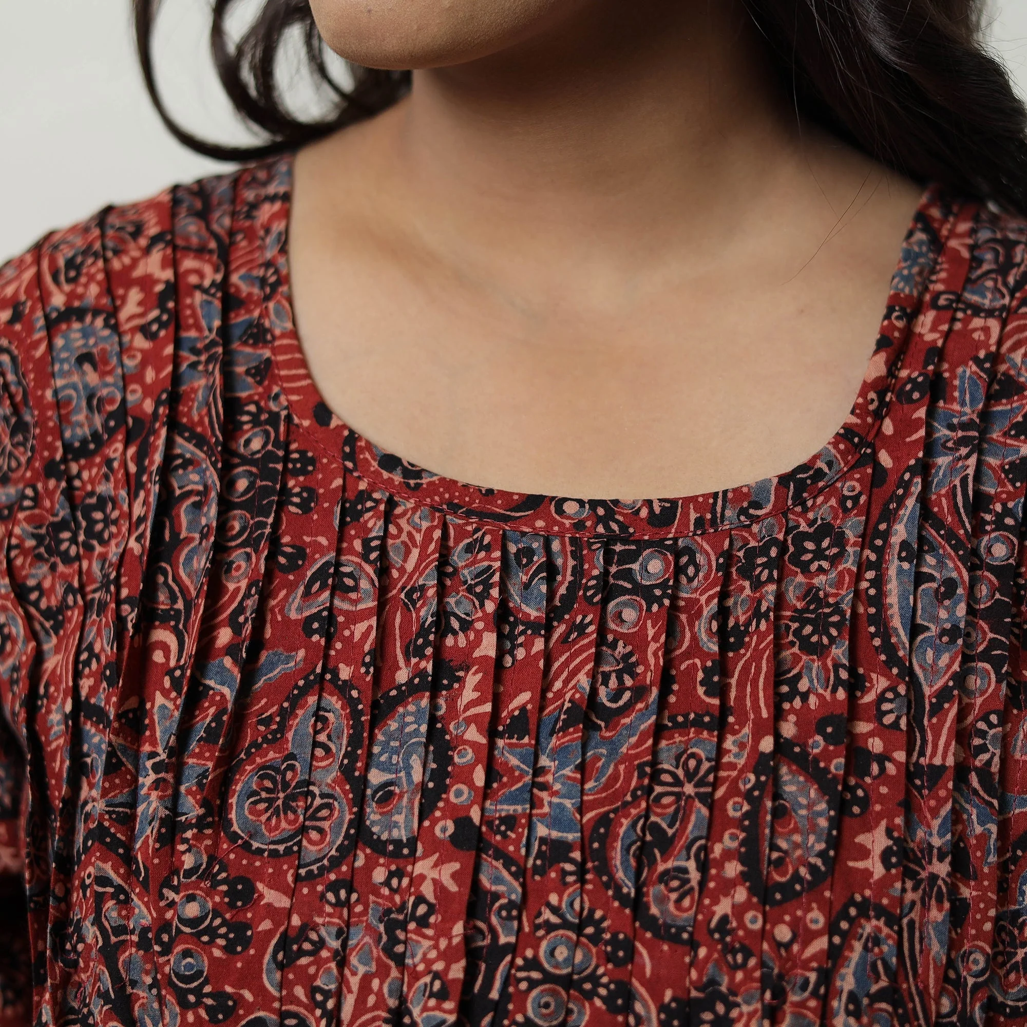 Red - Ajrakh Block Printed Cotton Crop Top 10 - Image 4