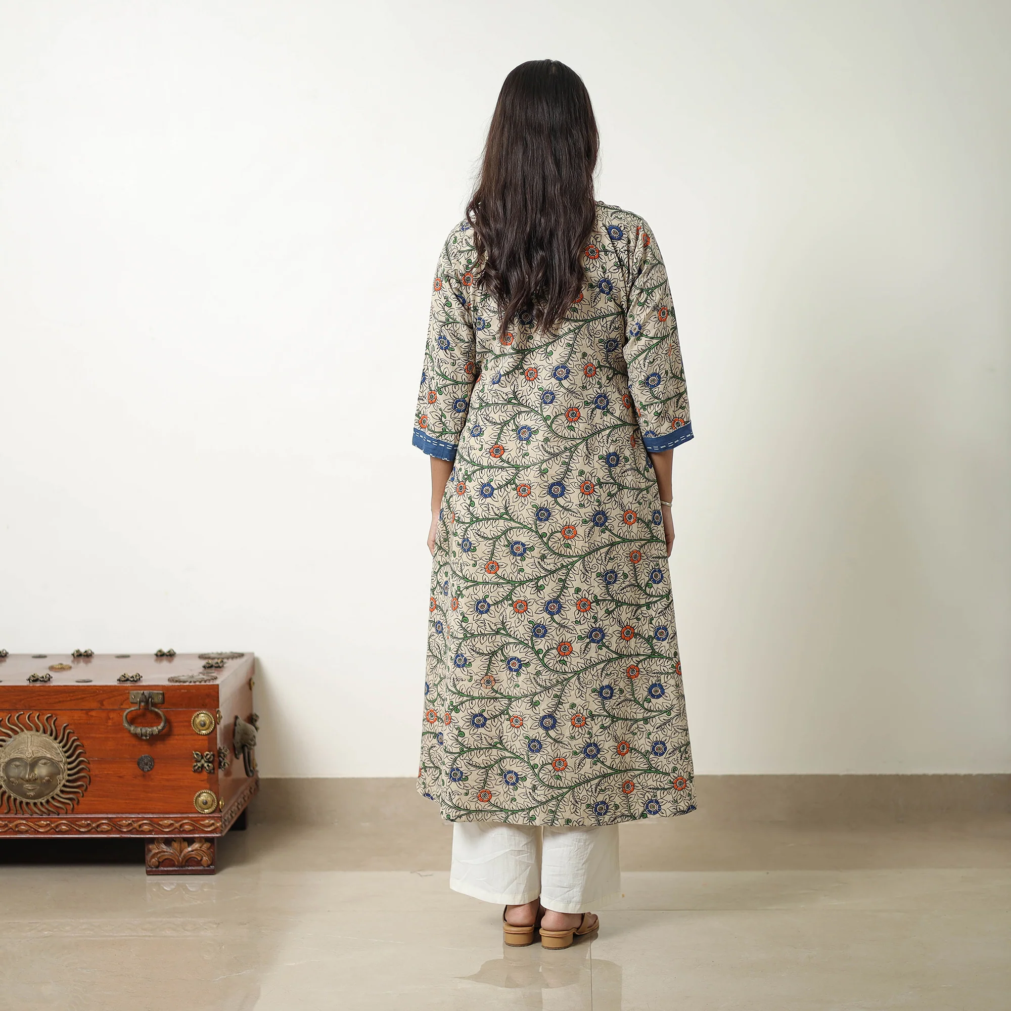 Beige - Straight Cotton Kalamkari Kurta 07 - Image 4