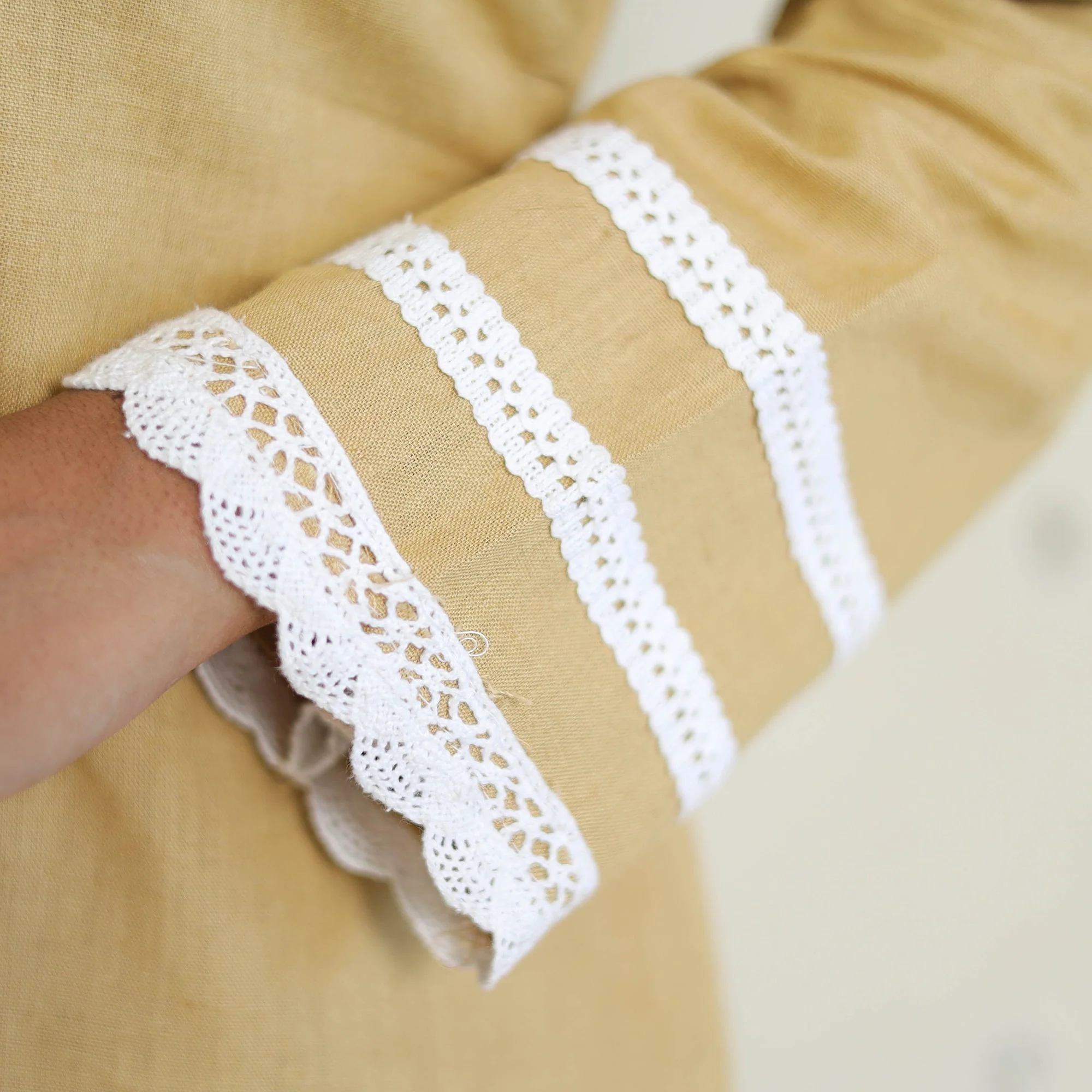 Beige - Flex Cotton Plain Co-Ord Set With Lace Work 02 - Image 6