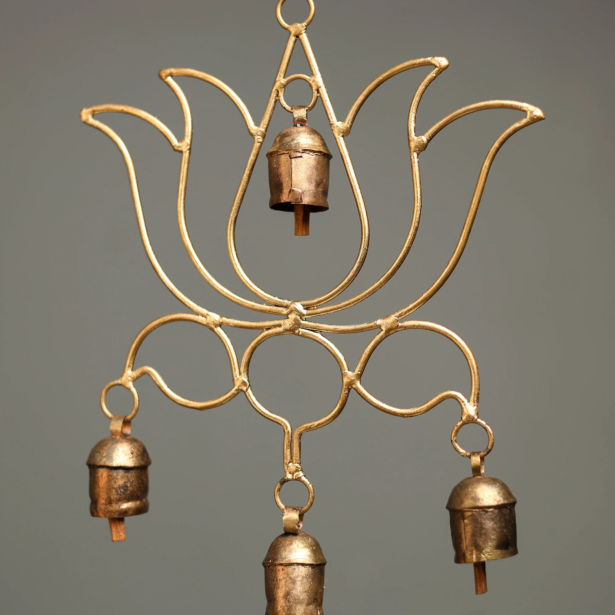 Lotus - Kutch Copper Coated 4 Bells Wind Chimes 02 - Image 4