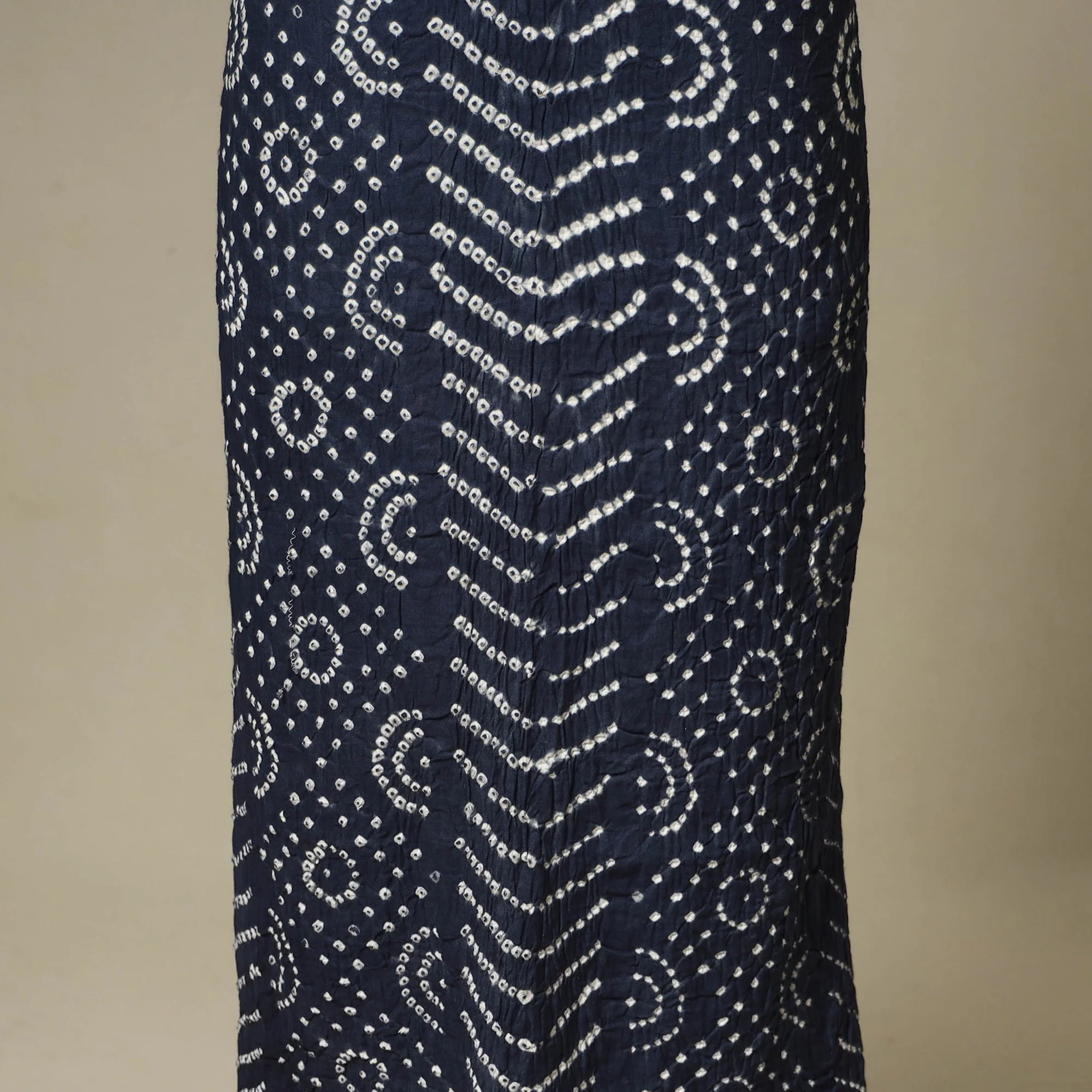 Blue - 3pc Kutch Tie-Dye Satin Cotton Unstitched Bandhani Dress Material 26 - Image 6