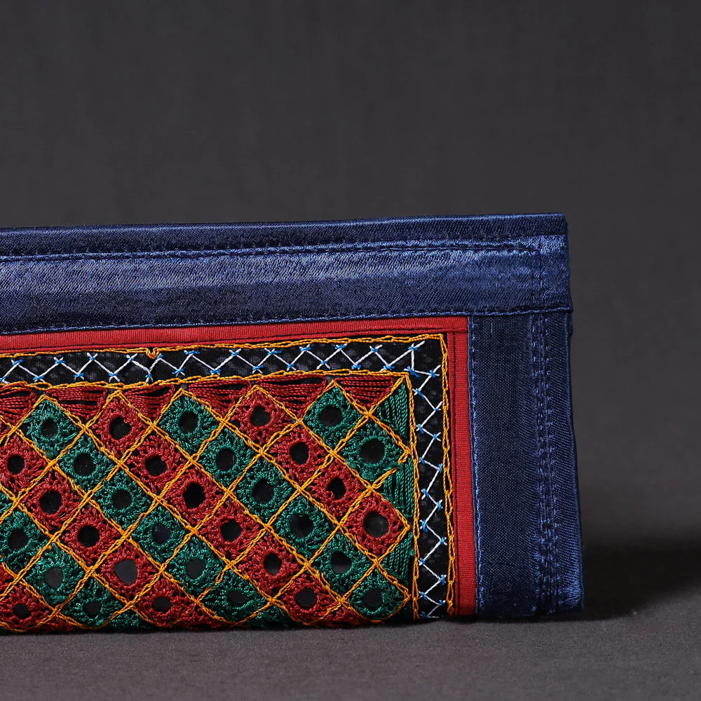 Blue - Kutchi Embroidery Mirror Work Clutch - Image 2