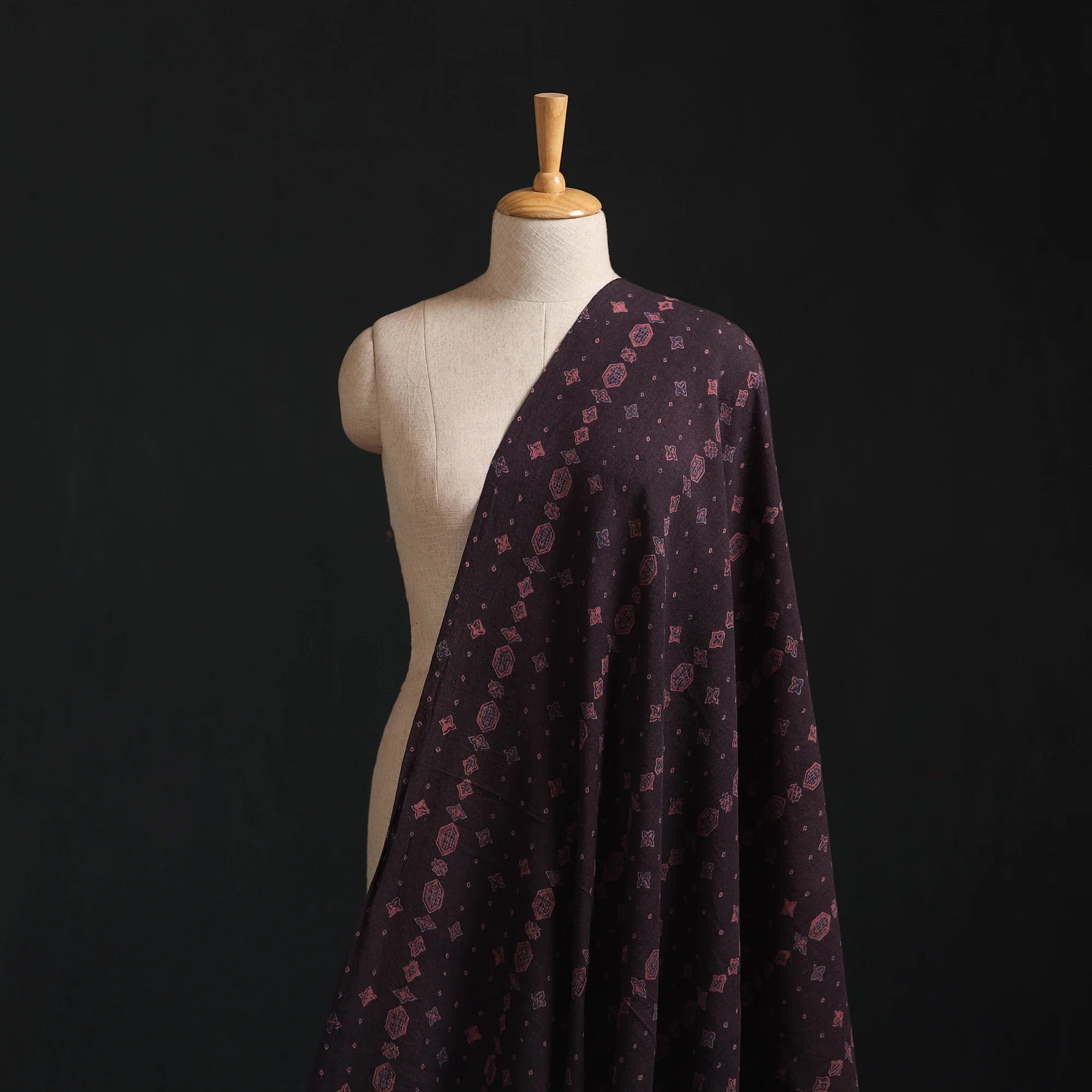 Ajrakh Hand Block Print Merino Wool Handloom Natural Dyed Fabric 04 - Image 2