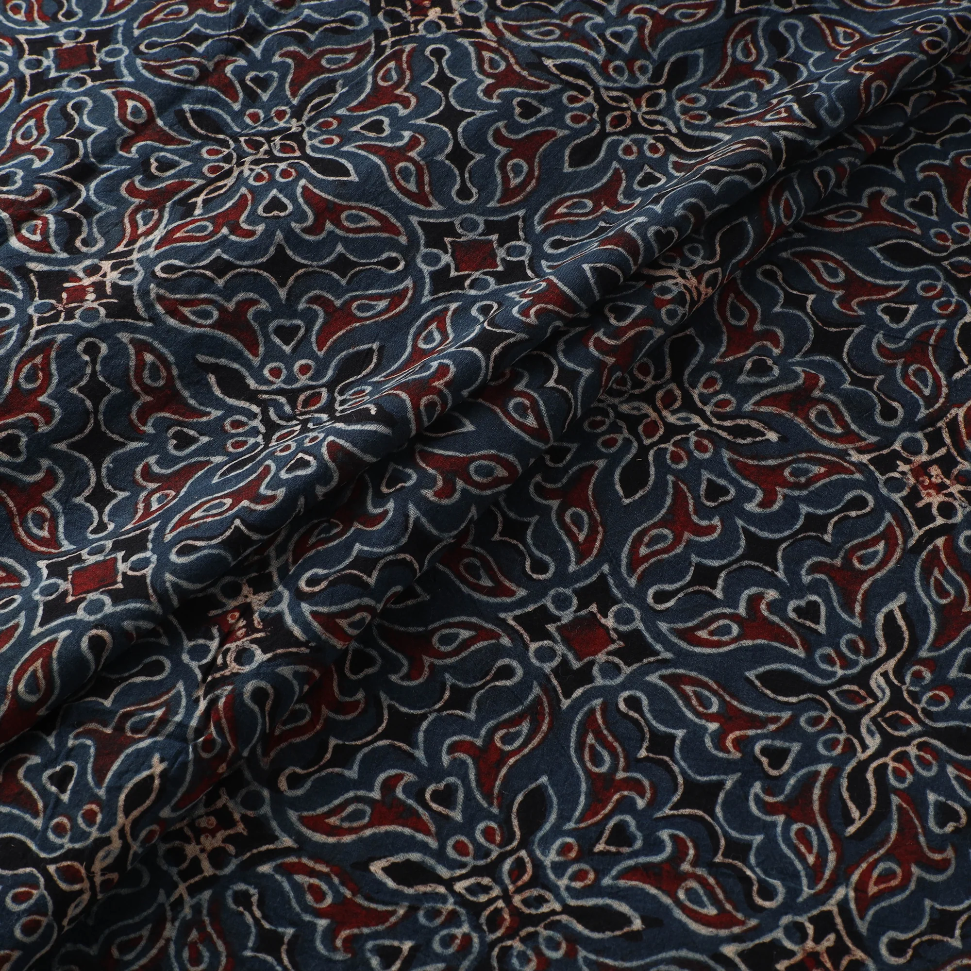 Blue - Ajrakh Hand Block Print Natural Dyed Cotton Fabric 20